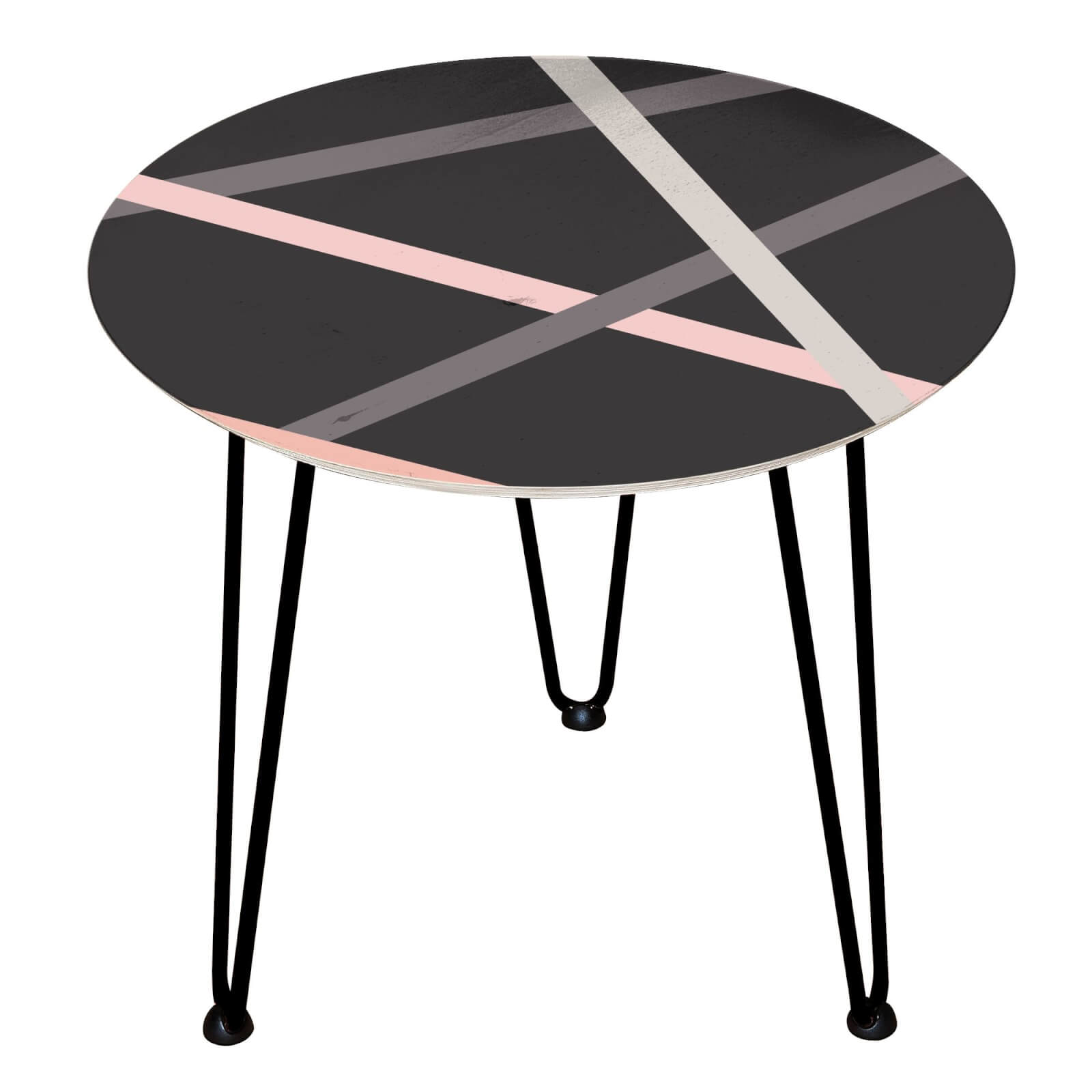 Decorsome - Geo Lines Wooden Side Table - Black