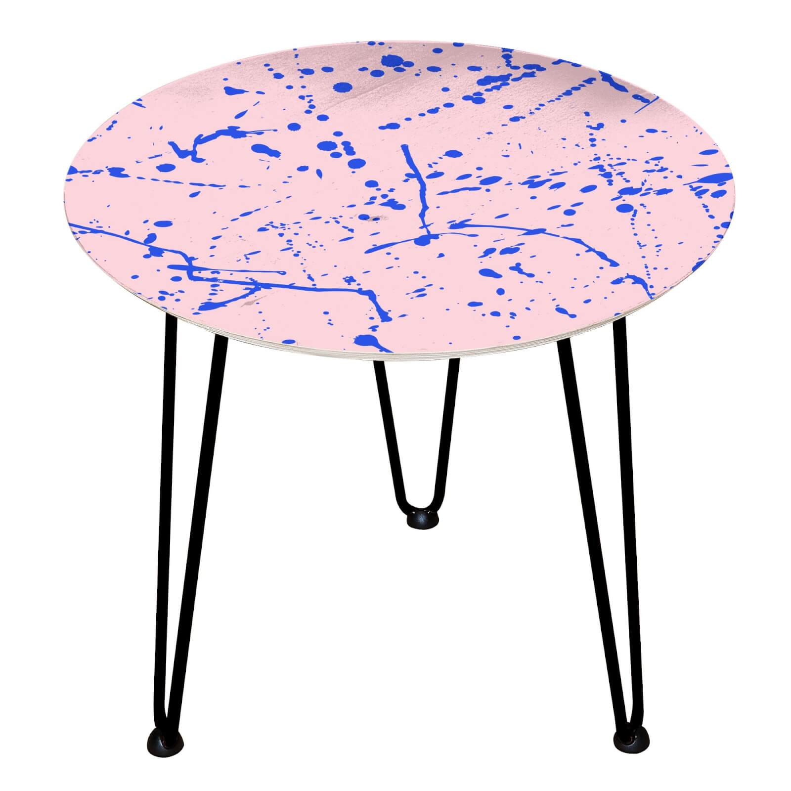 Decorsome - Neon Blue And Pink Paint Wooden Side Table - Black