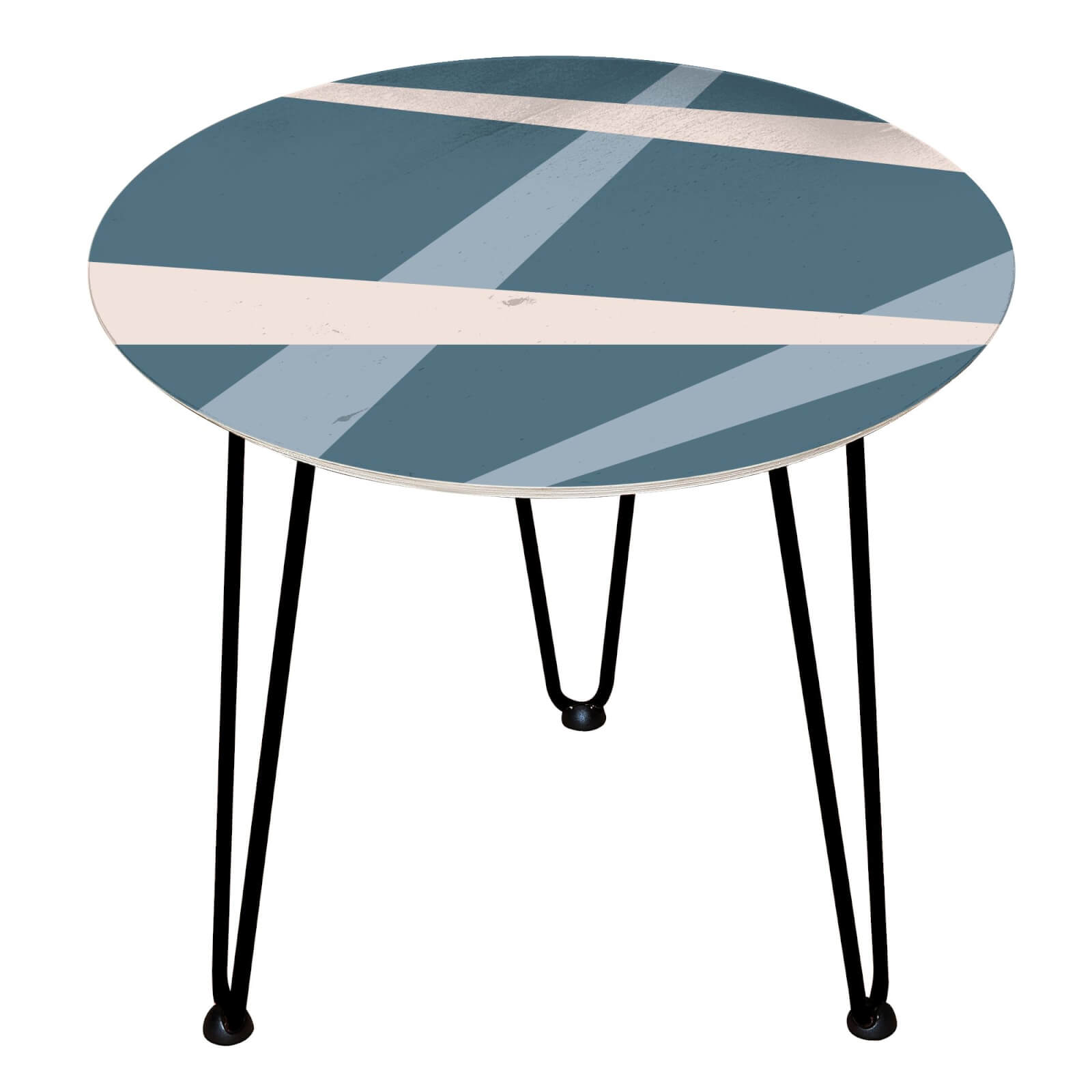 Decorsome - Blue Lines Wooden Side Table - Black
