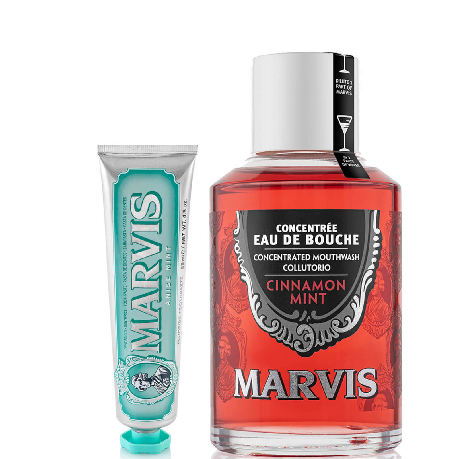 Marvis Cinnamon Mint Toothpaste and Mouthwash Bundle lookfantastic.com imagine