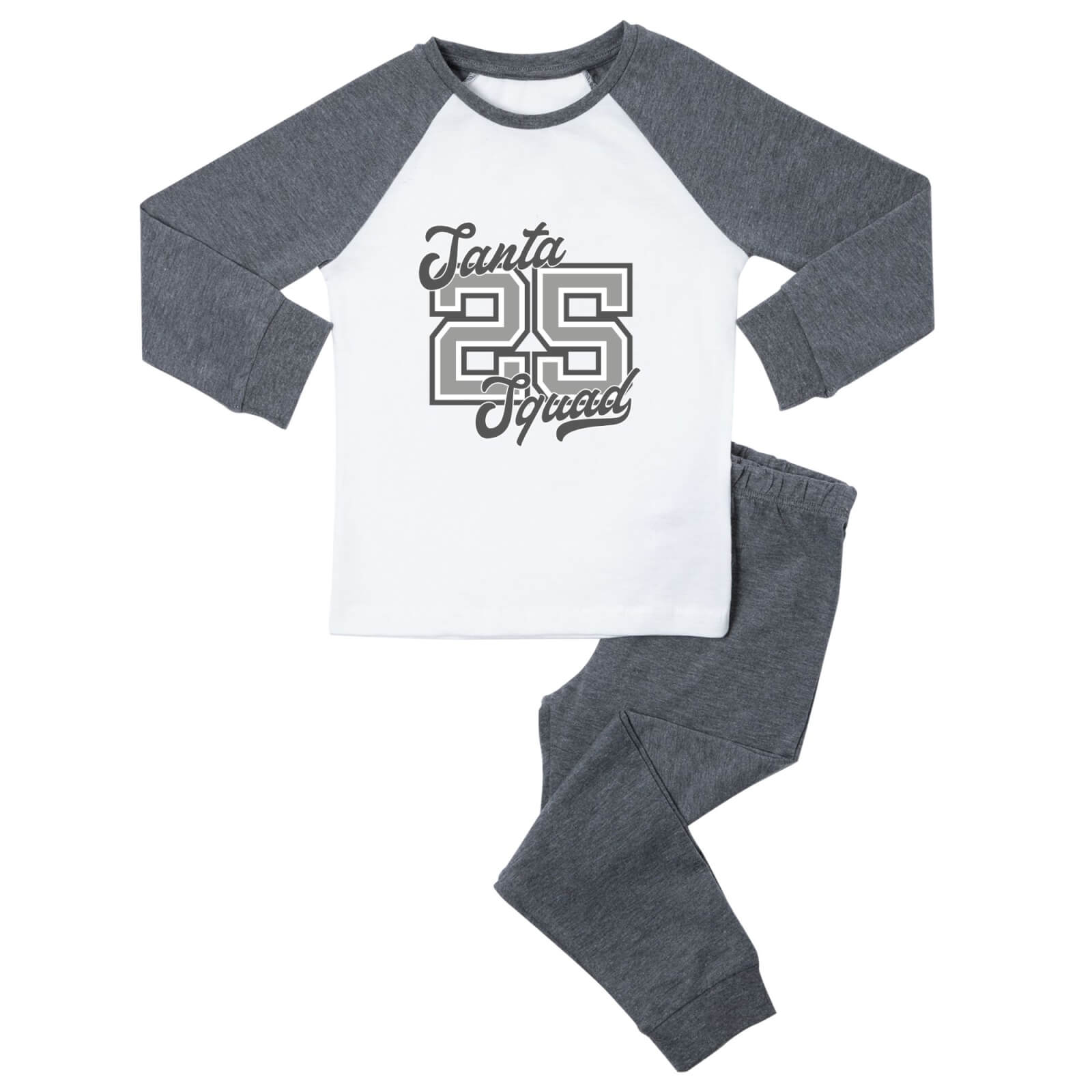 Santa Squad Mono Kids' Pyjamas - Grey White - 3-4 Years - Grey White