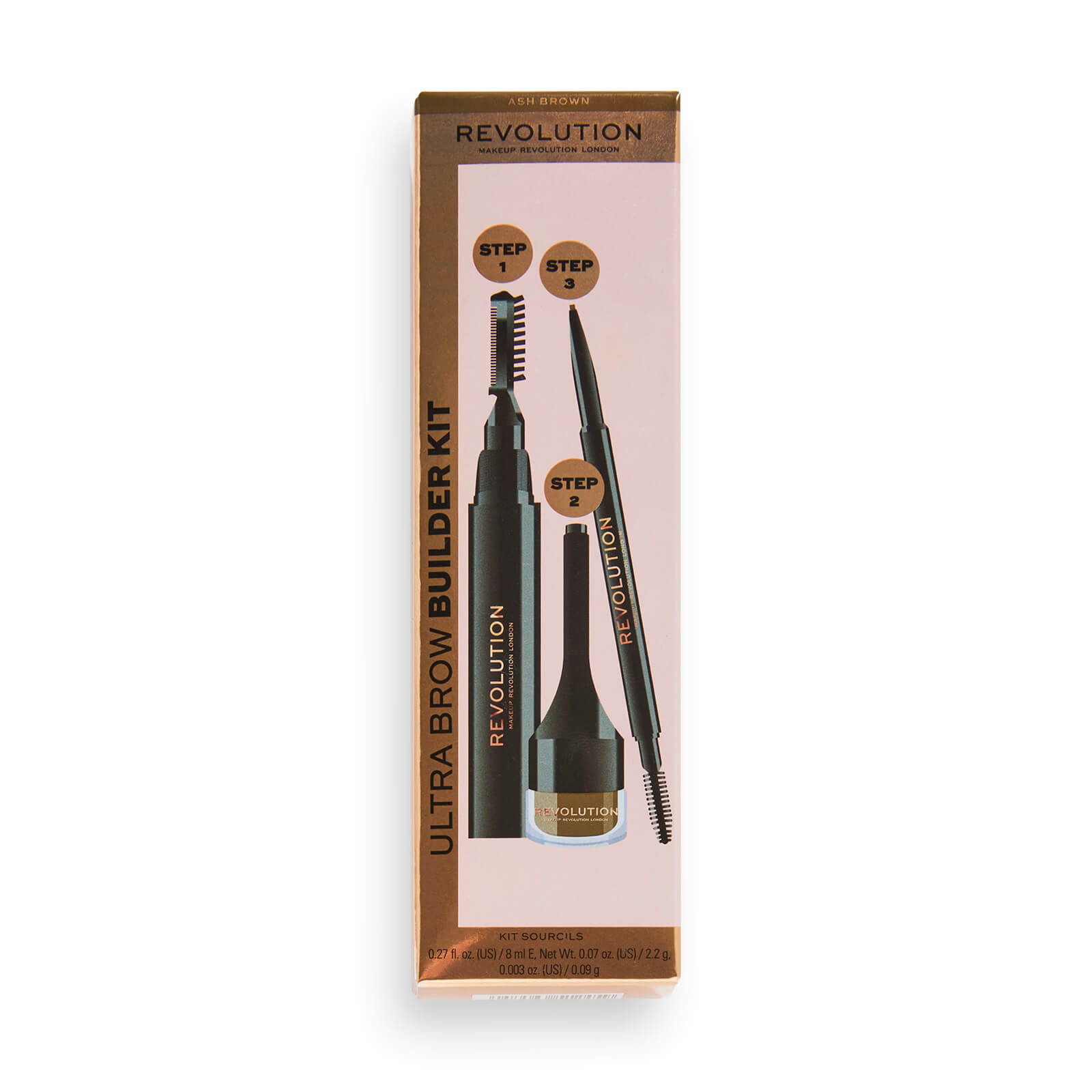 Makeup Revolution Ultra Brow Builder Kit (Various Shades) - Ash Brown