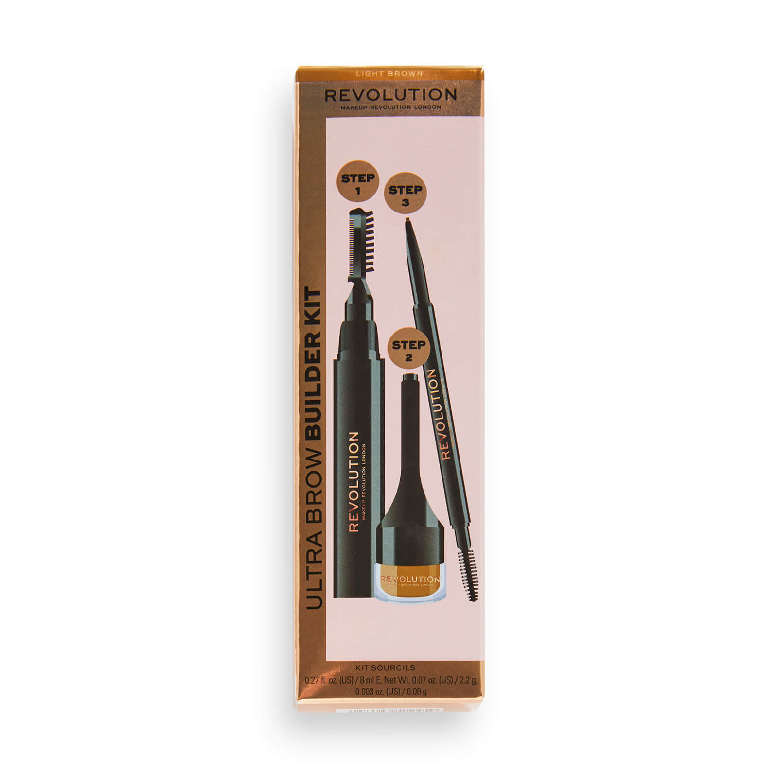 Makeup Revolution Ultra Brow Builder Kit (Various Shades) - Light Brown