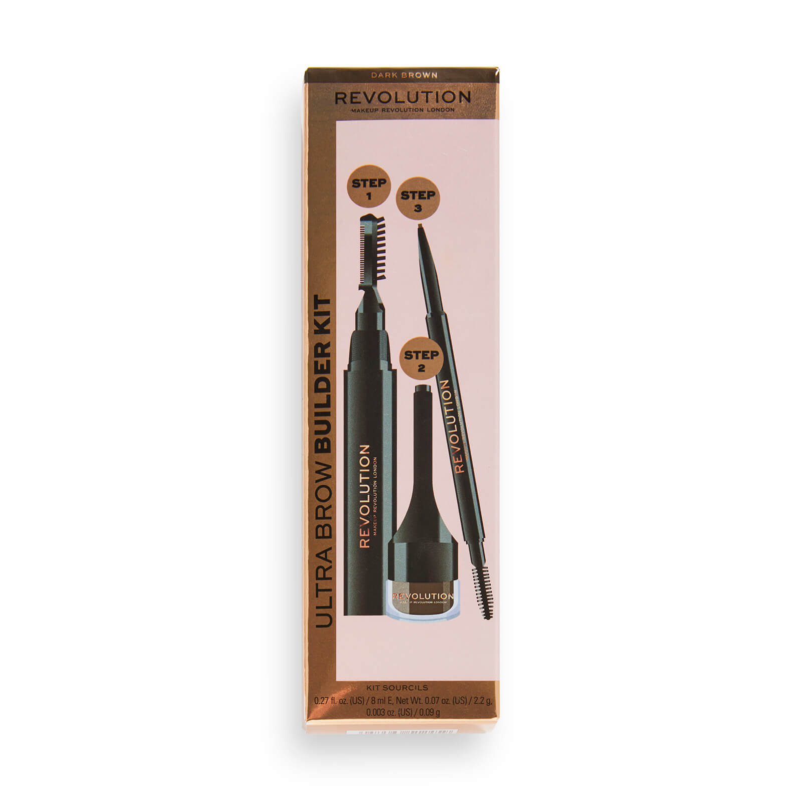 Makeup Revolution Ultra Brow Builder Kit (Various Shades) - Dark Brown