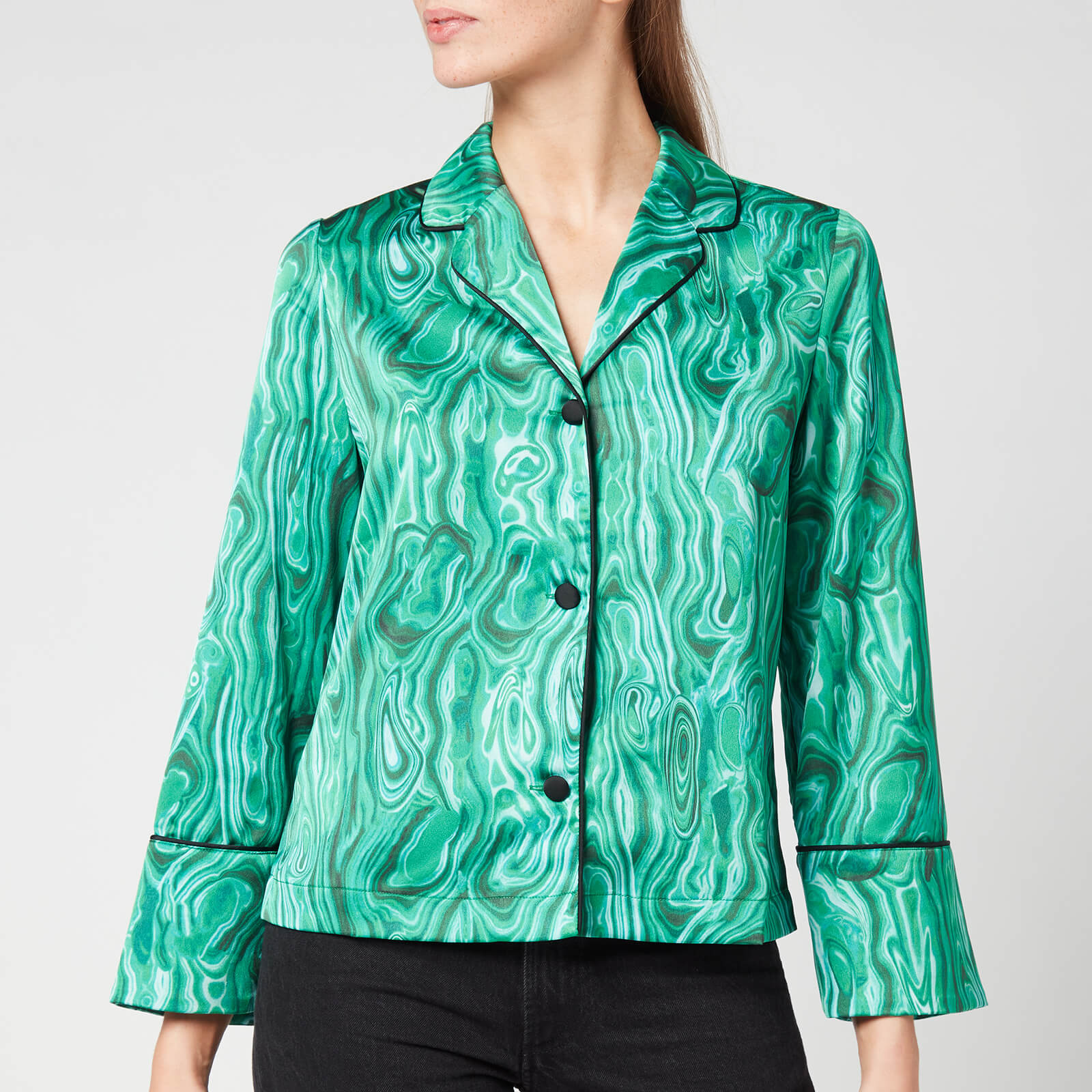 Kitri Women's Estella Malachite Print Pj Top - Green Malachite Print - UK 6