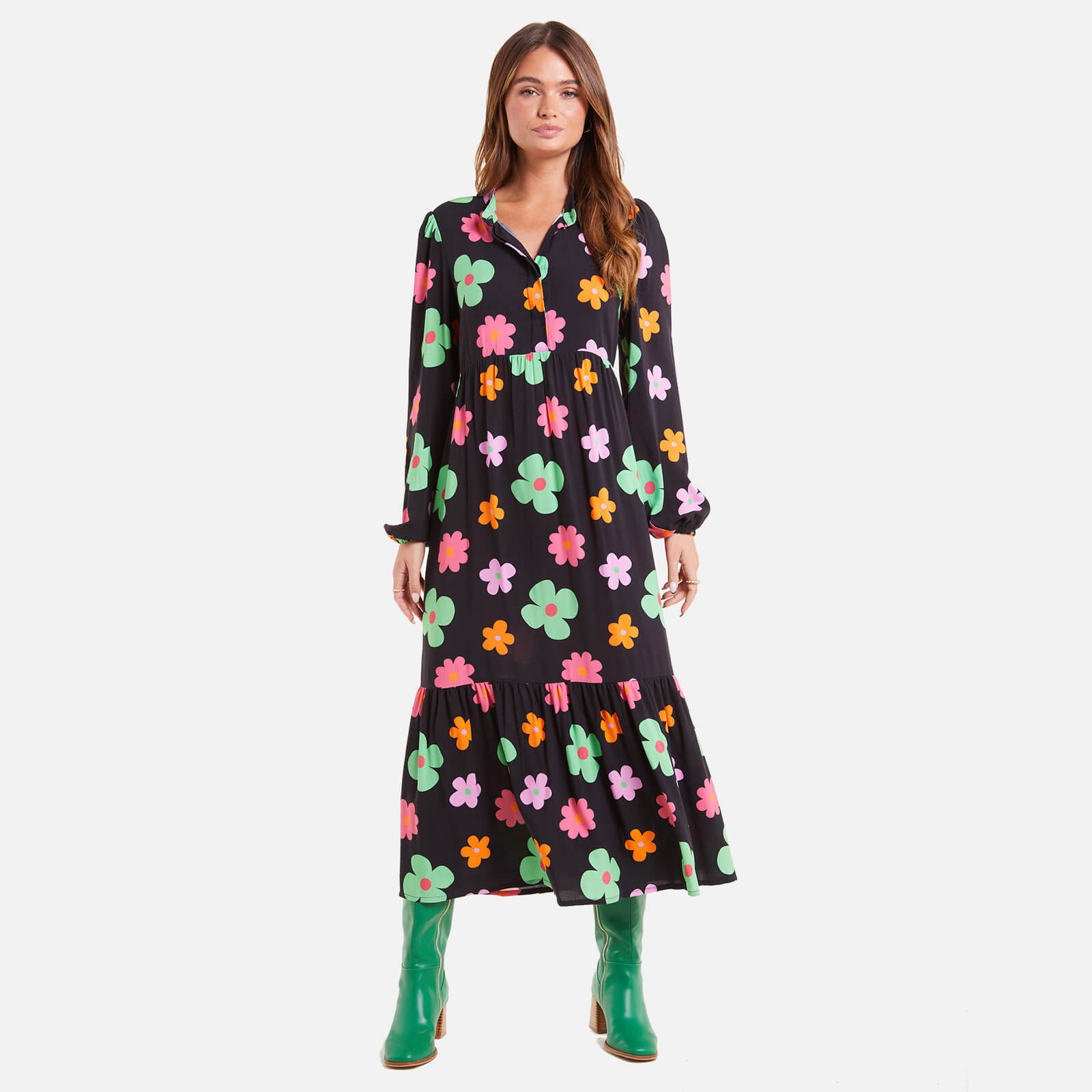 Never Fully Dressed Women's Retro Daisy Panel Dress - Black - UK 8