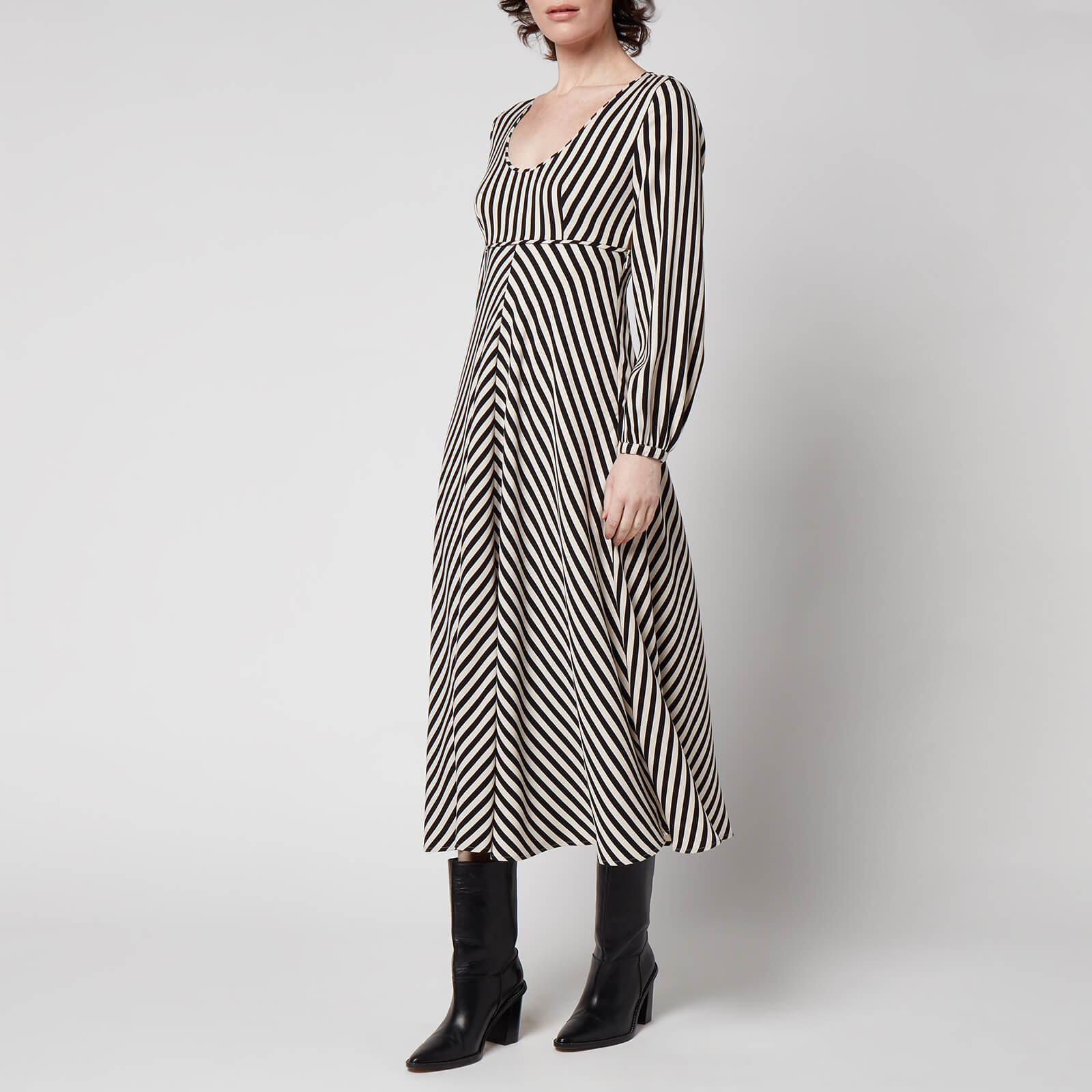 Whistles Women's Misha Diagonal Stripe Print Dress - Black/Multi - UK 6