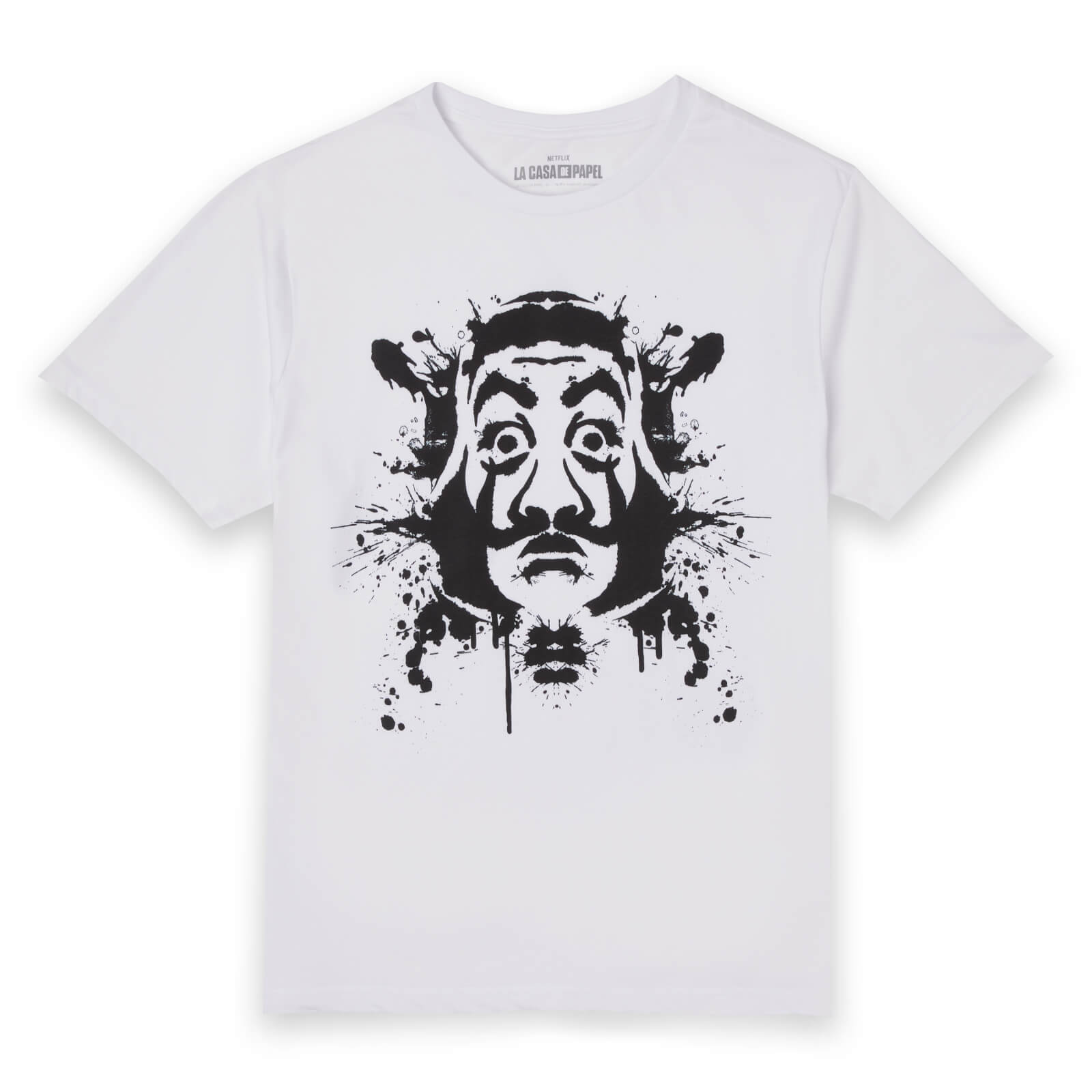 Money Heist Dali Mask Paint Splatter Unisex T-Shirt - White - S - White