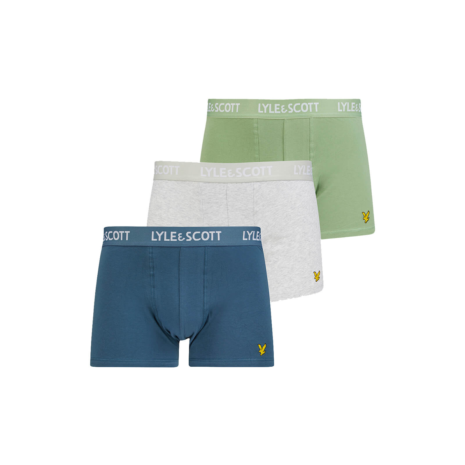 

Trunks 3 Pack - Basil/Light Grey Marl/China Blue - L