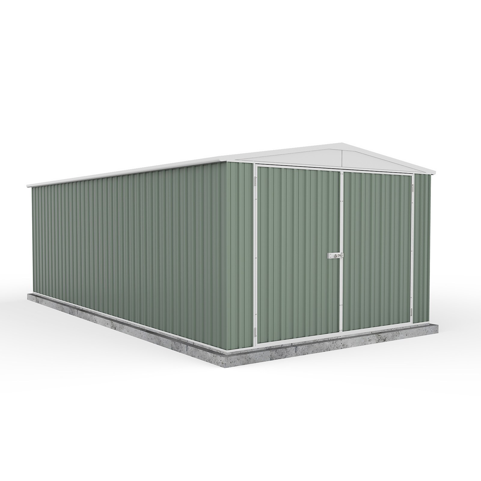 Absco 10x20ft Utility Workshop Apex Metal Shed - Green