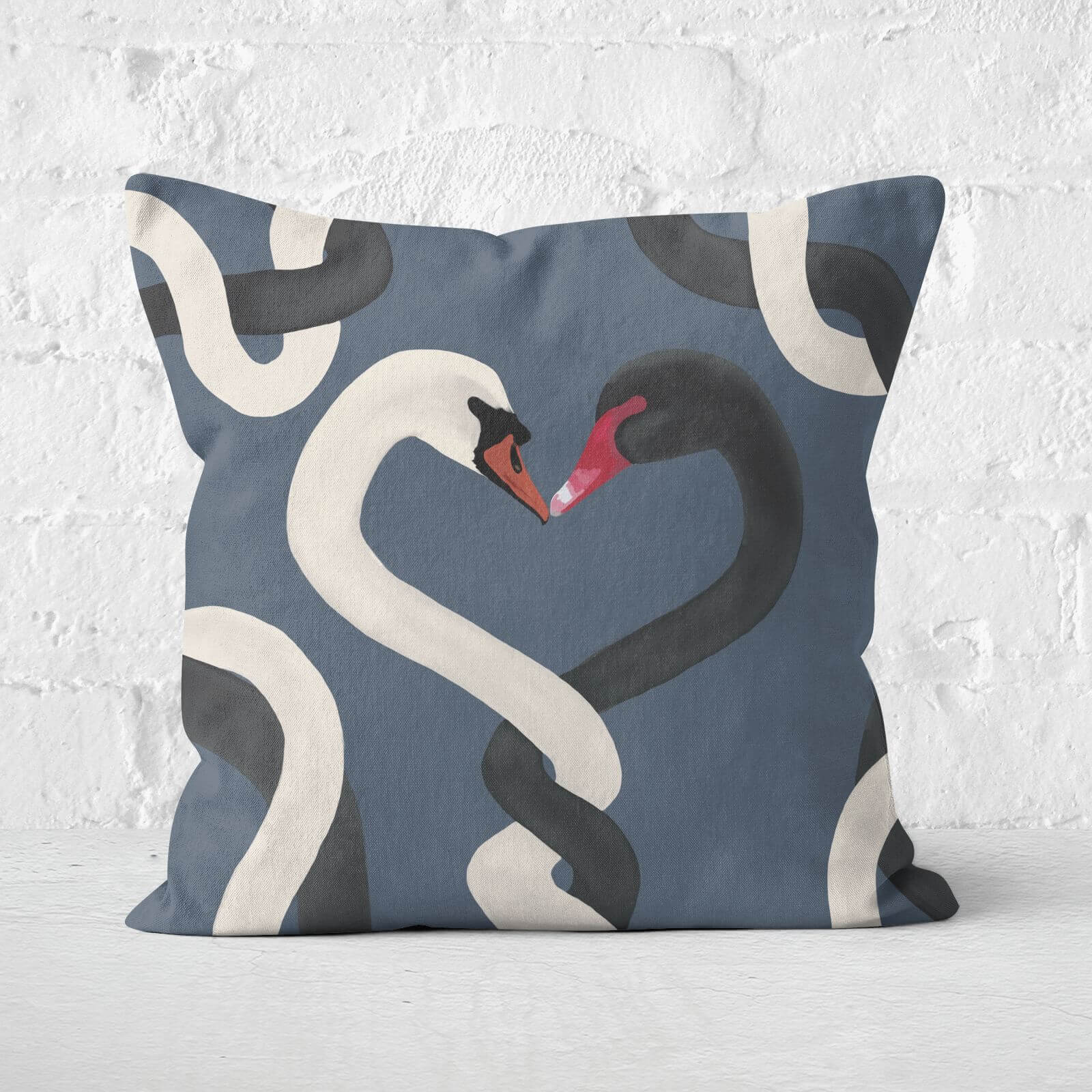 Eternal Swans Square Cushion - 40x40cm - Soft Touch