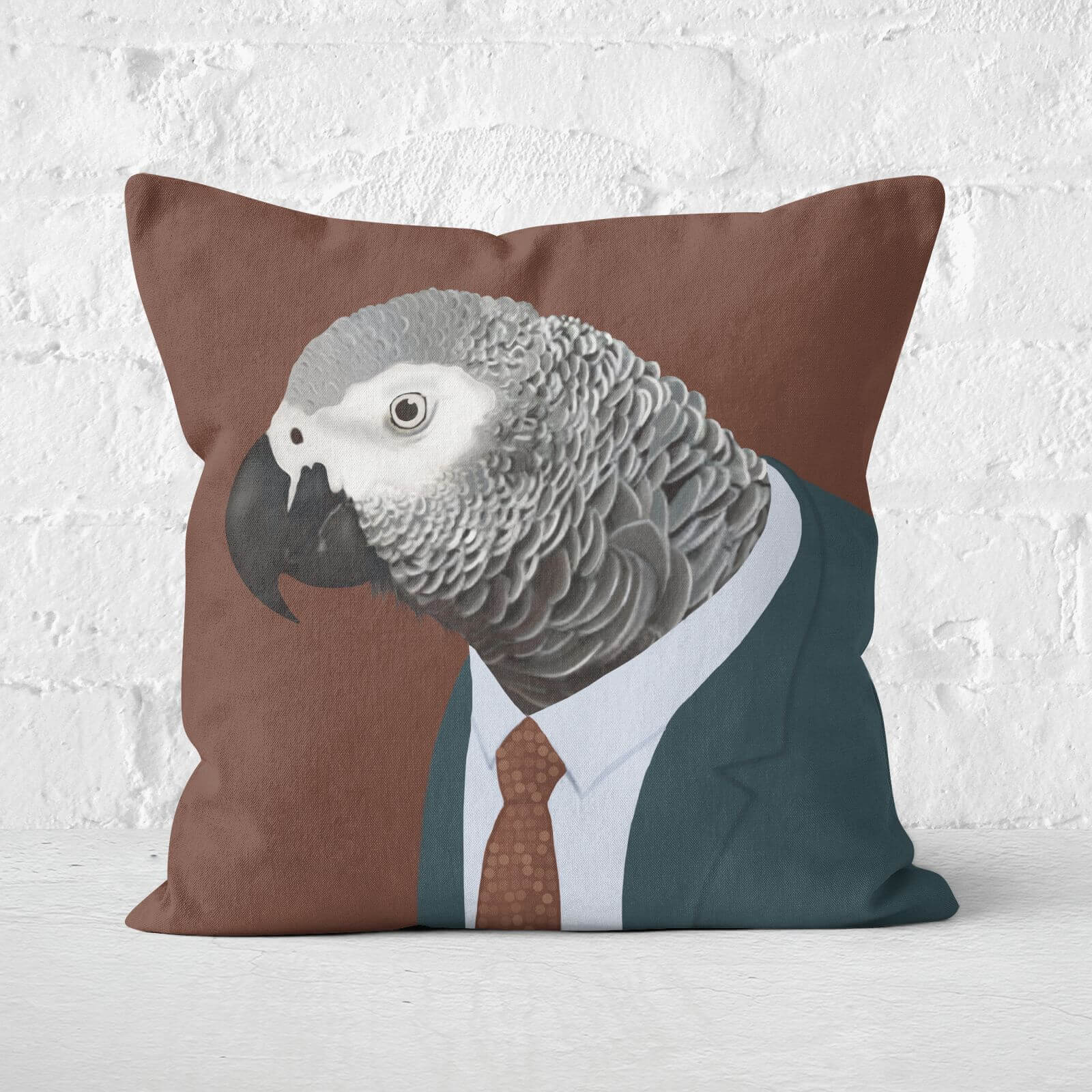 Fashionable African Grey Parrot Square Cushion - 40x40cm - Soft Touch