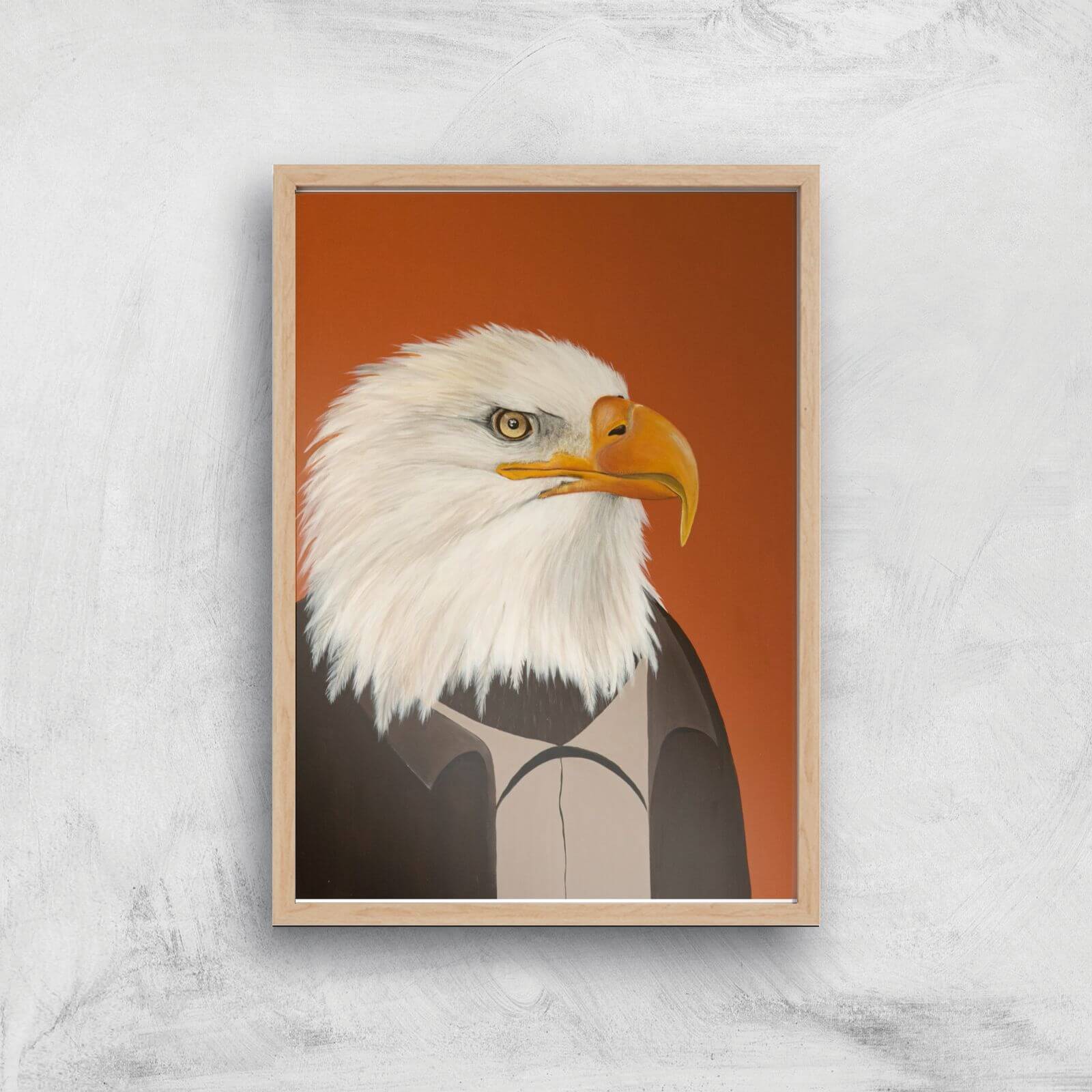 Eagle In Suit Giclee Art Print - A3 - Wooden Frame