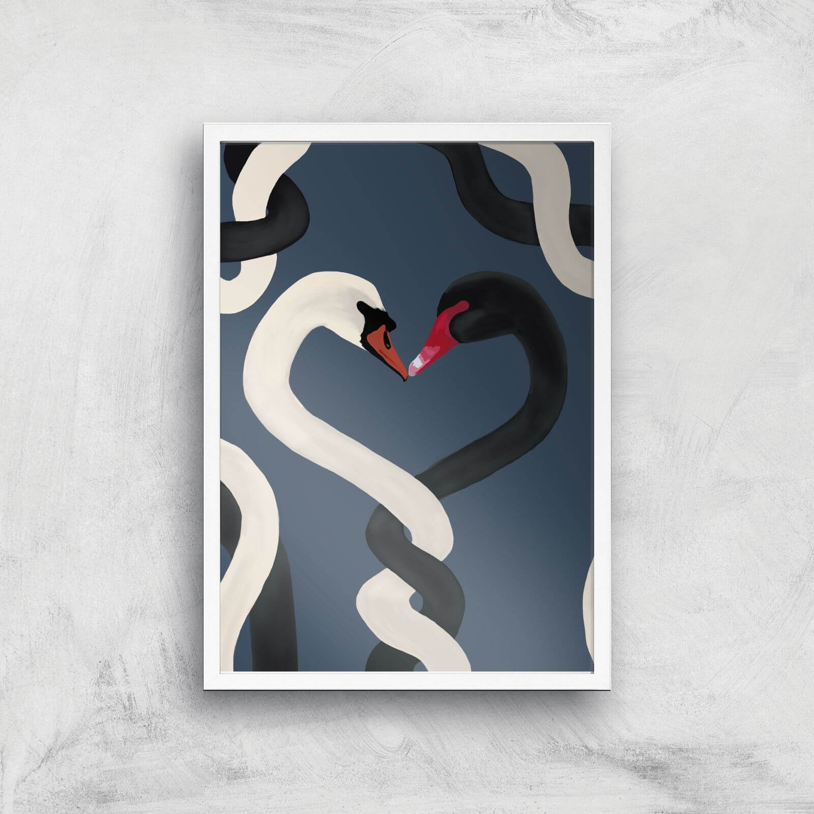 Tangled Swans Giclee Art Print - A3 - White Frame
