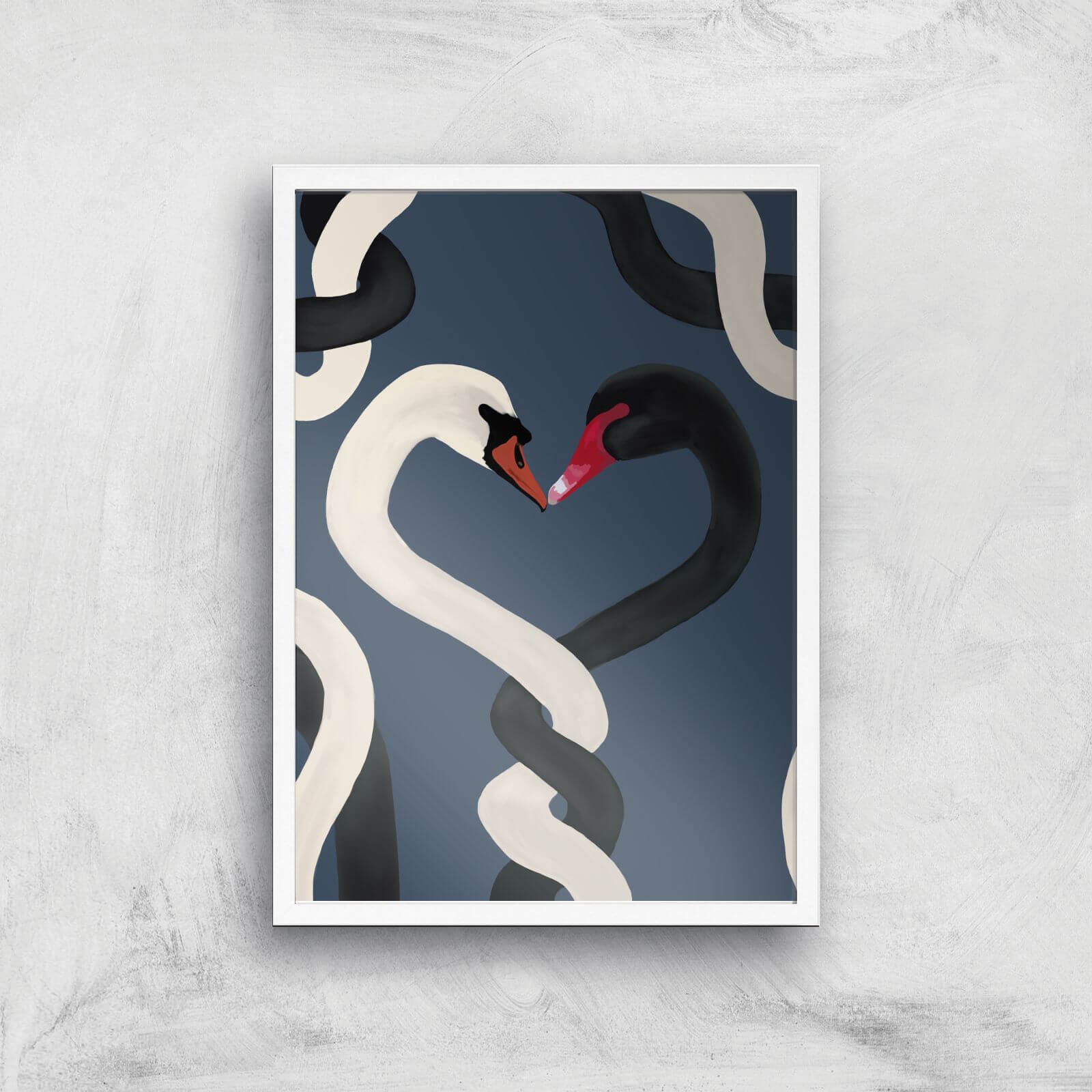 Tangled Swans Giclee Art Print - A2 - White Frame