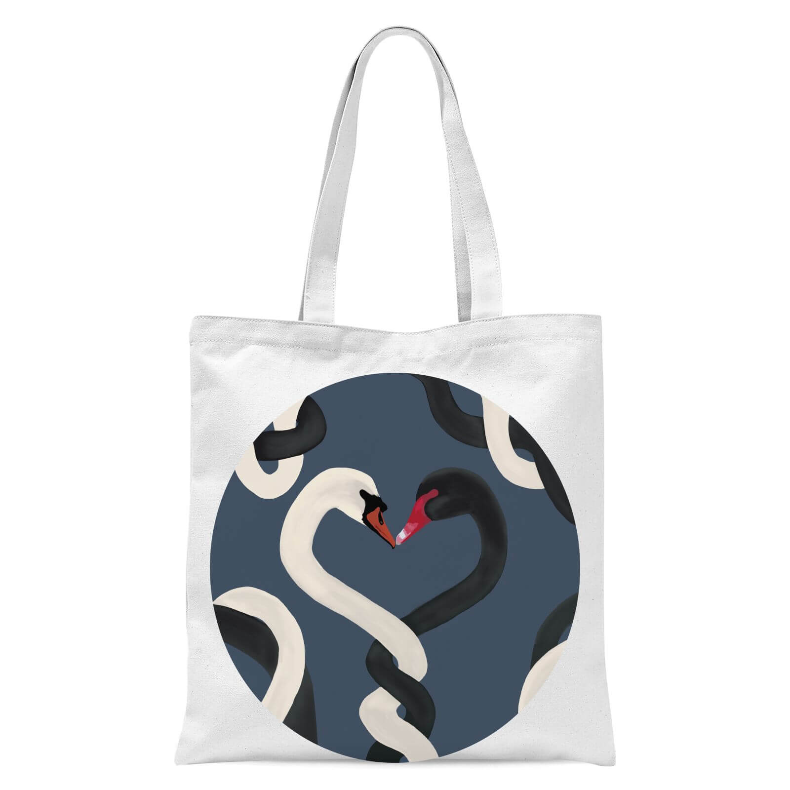 Swan Love Heart Tote Bag - White