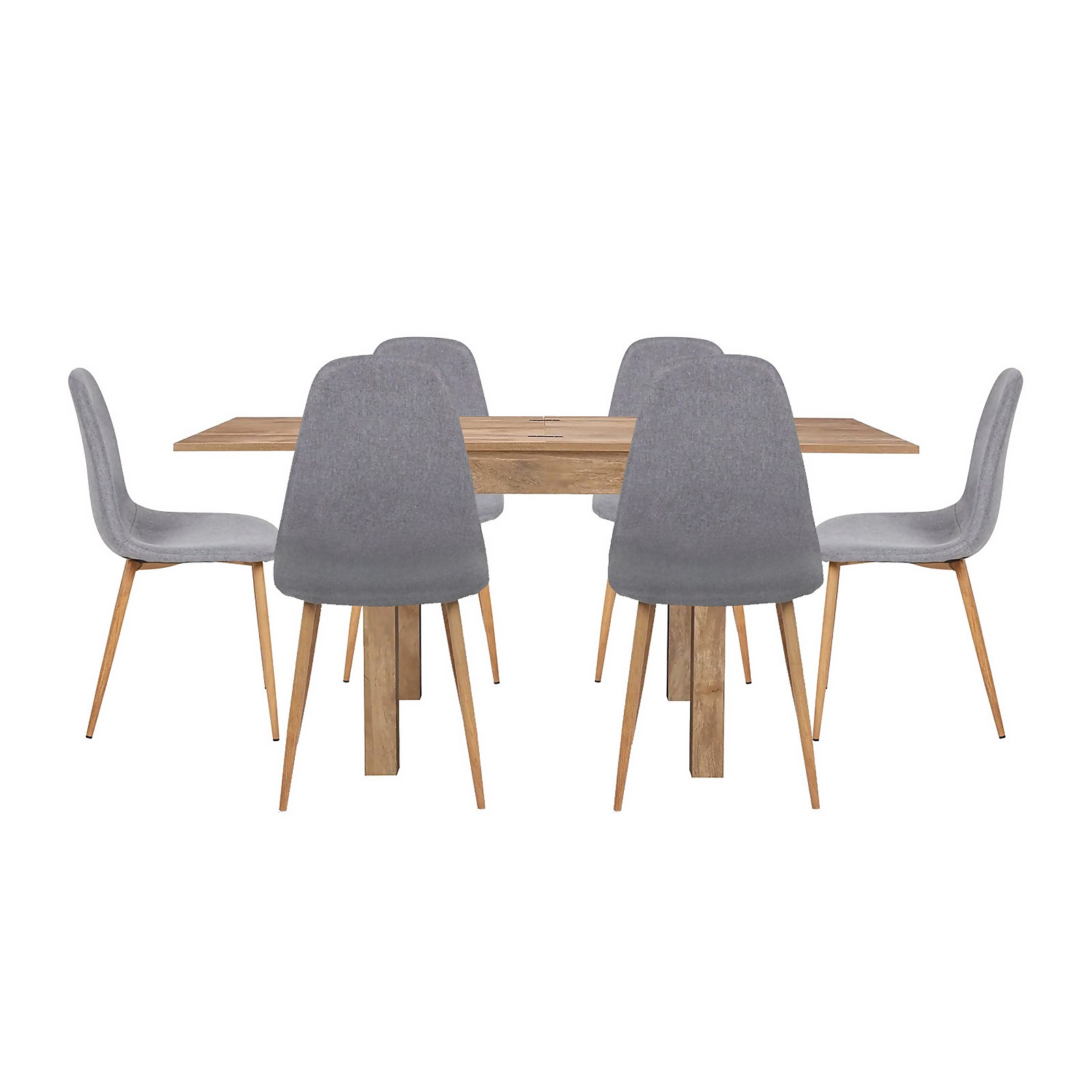 Photo of Kubu Extending Dining Table And 6 Ludlow Chairs - Grey