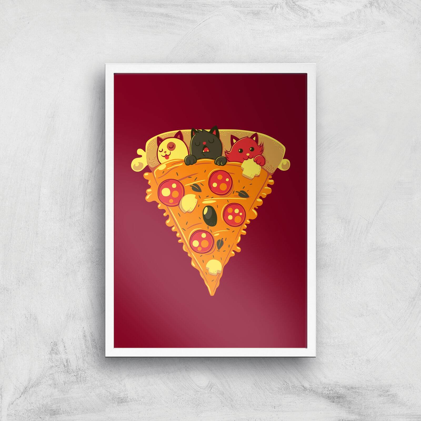 Pizza Cat Giclee Art Print - A2 - White Frame