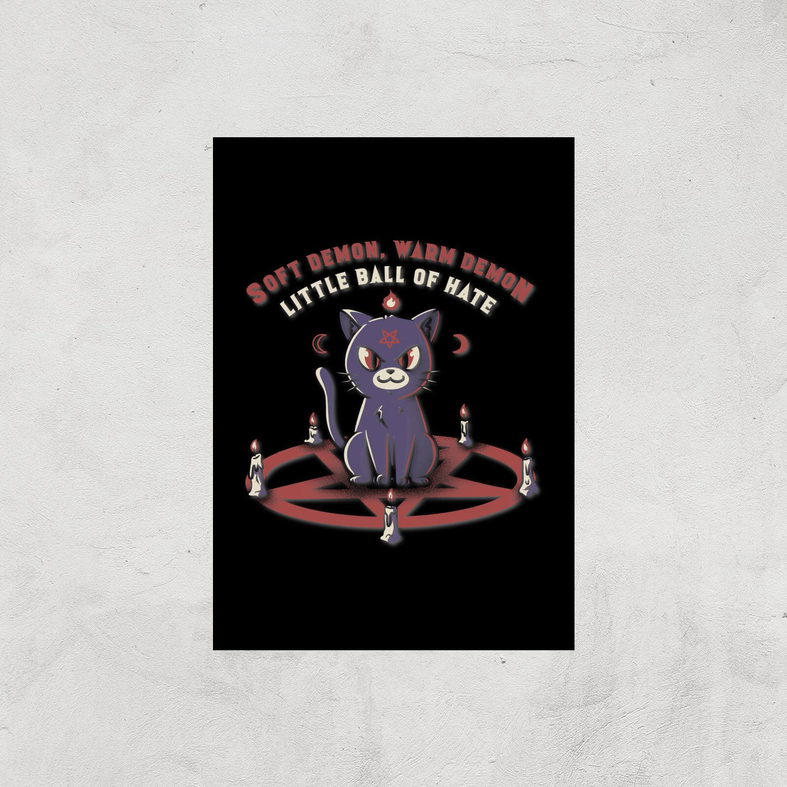 Soft Demon, Warm Demon, Little Ball Of Hate Cat Giclee Art Print - A3 - Print Only