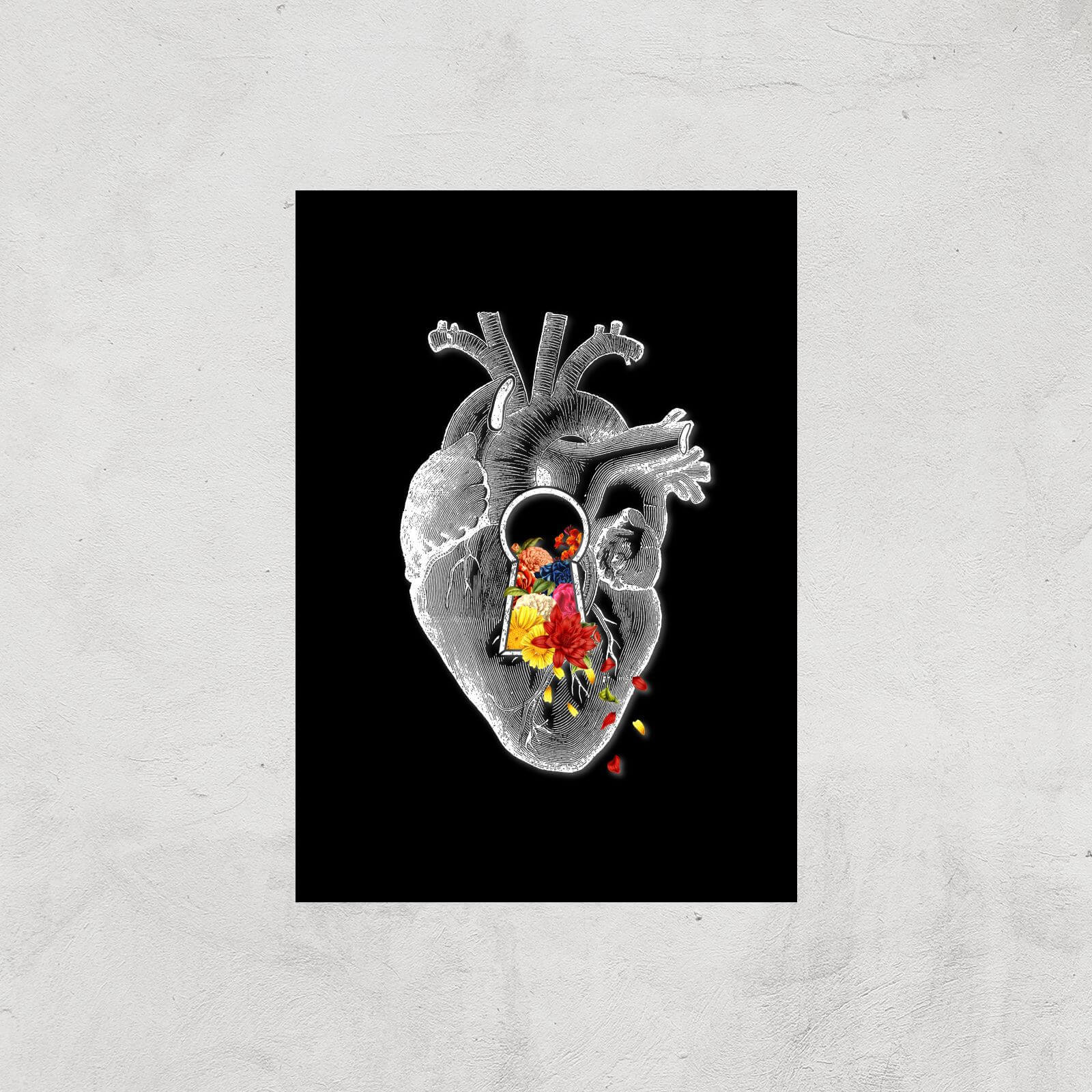 Keyhole Flower Heart Vintage Collage Giclee Art Print - A3 - Print Only
