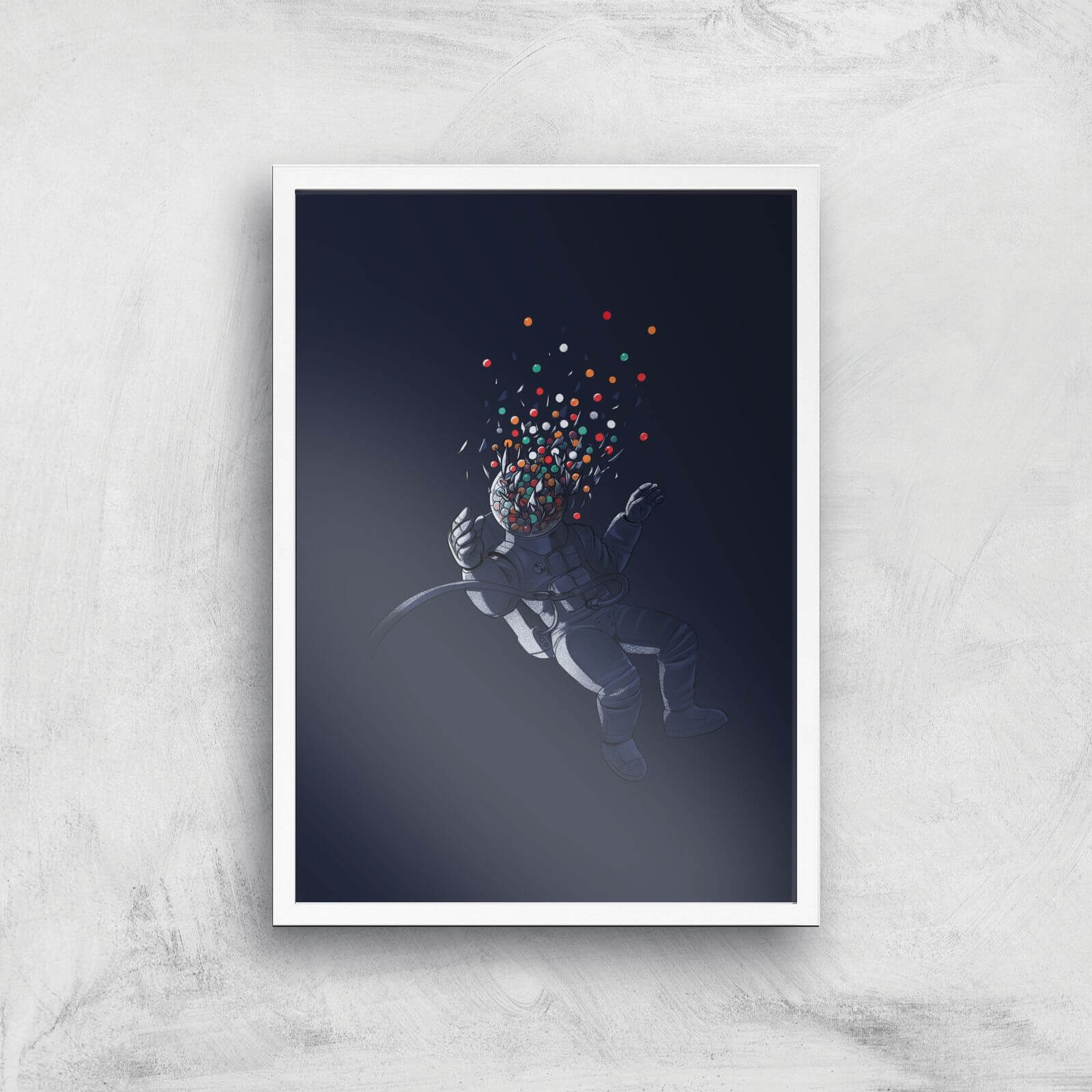 Gumball Astronaut Giclee Art Print - A4 - White Frame