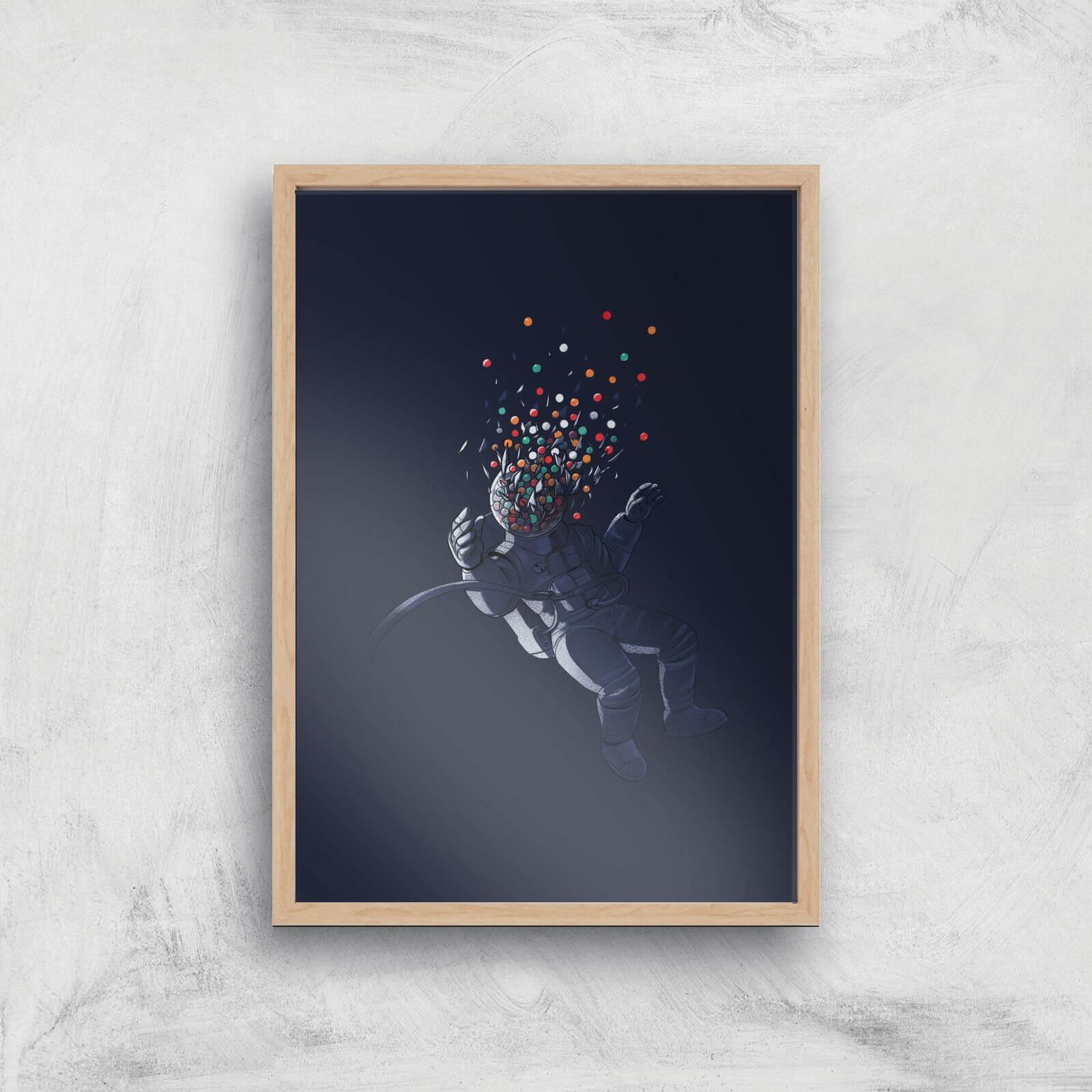 Gumball Astronaut Giclee Art Print - A2 - Wooden Frame