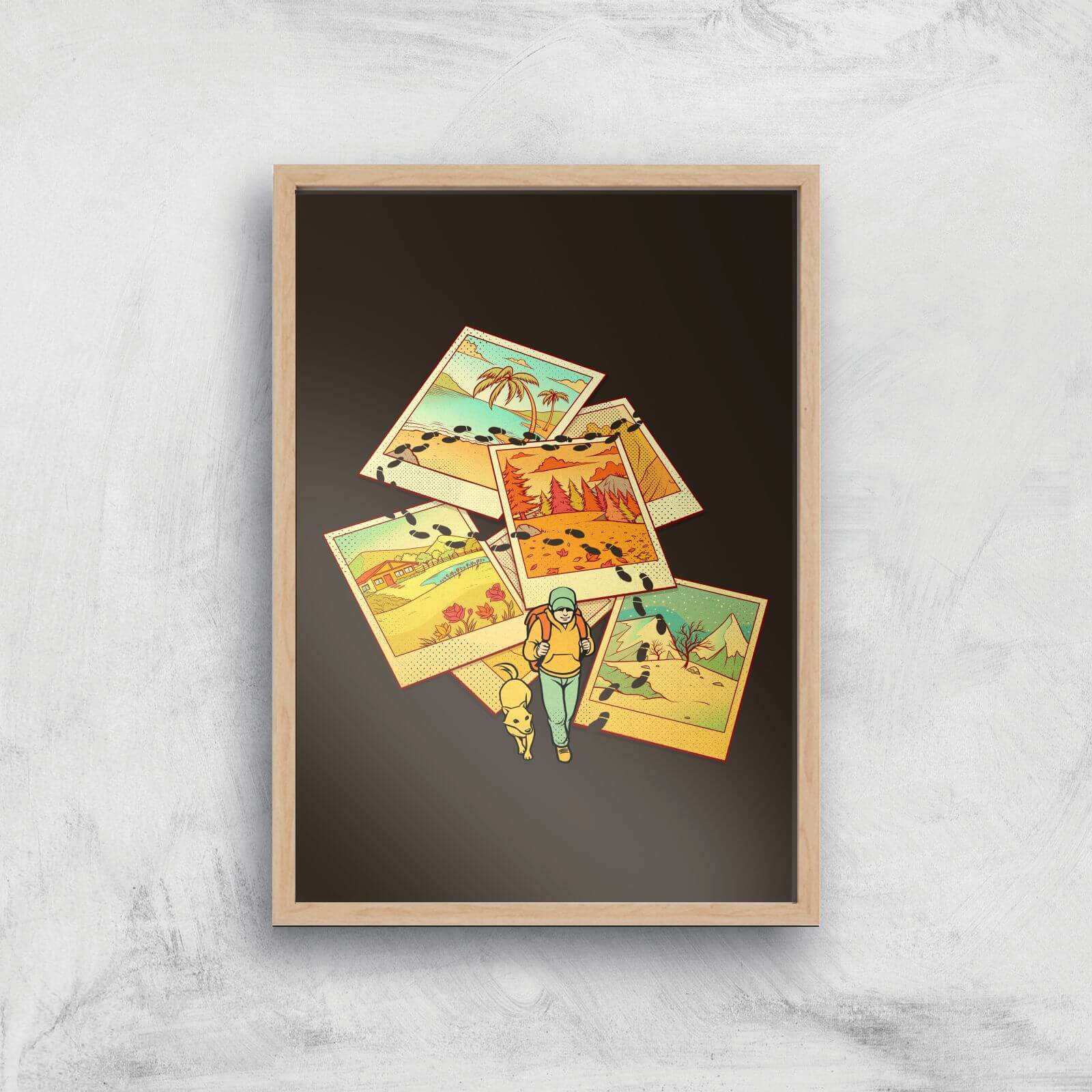 Wanderlust Polaroid Giclee Art Print - A4 - Wooden Frame