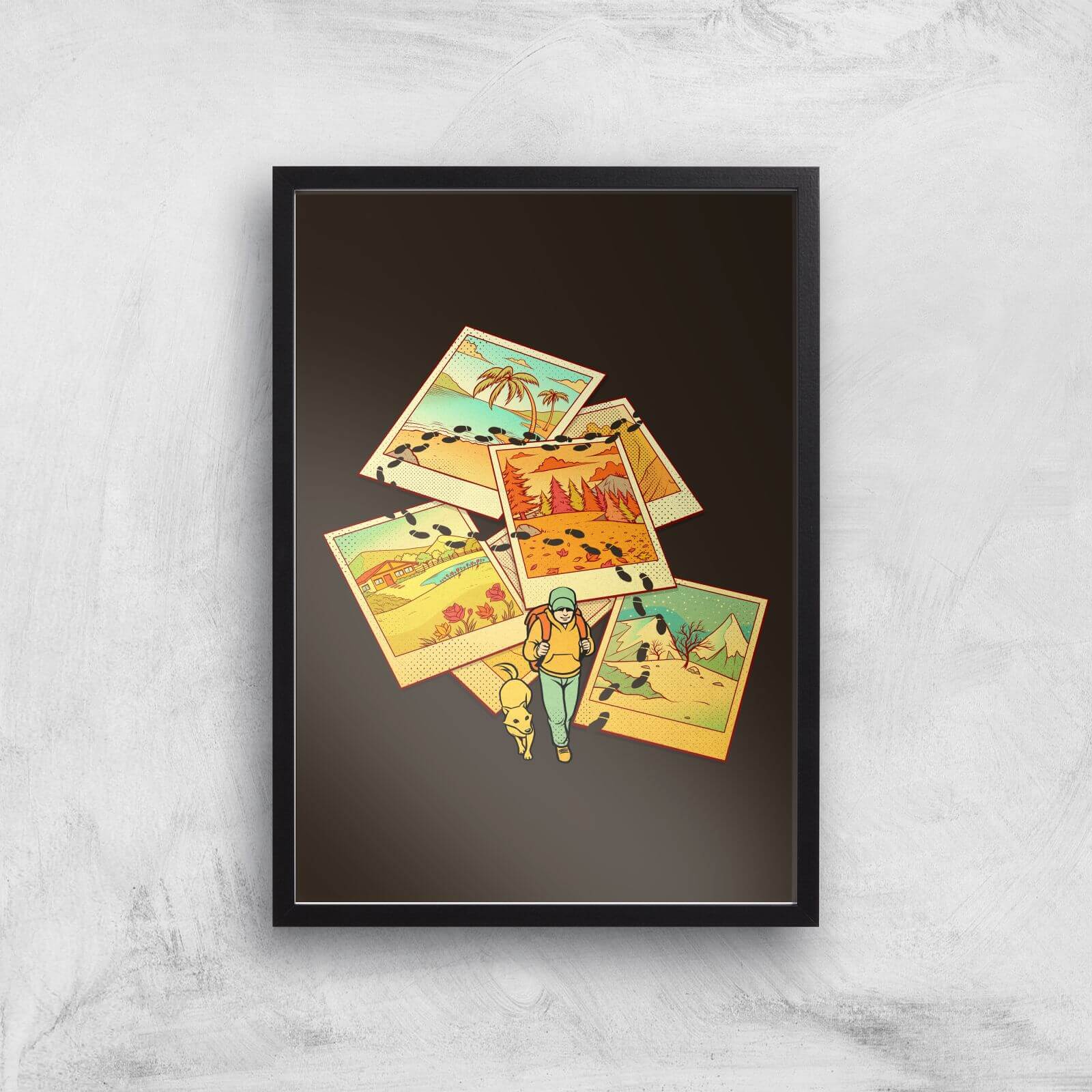 Wanderlust Polaroid Giclee Art Print - A4 - Black Frame