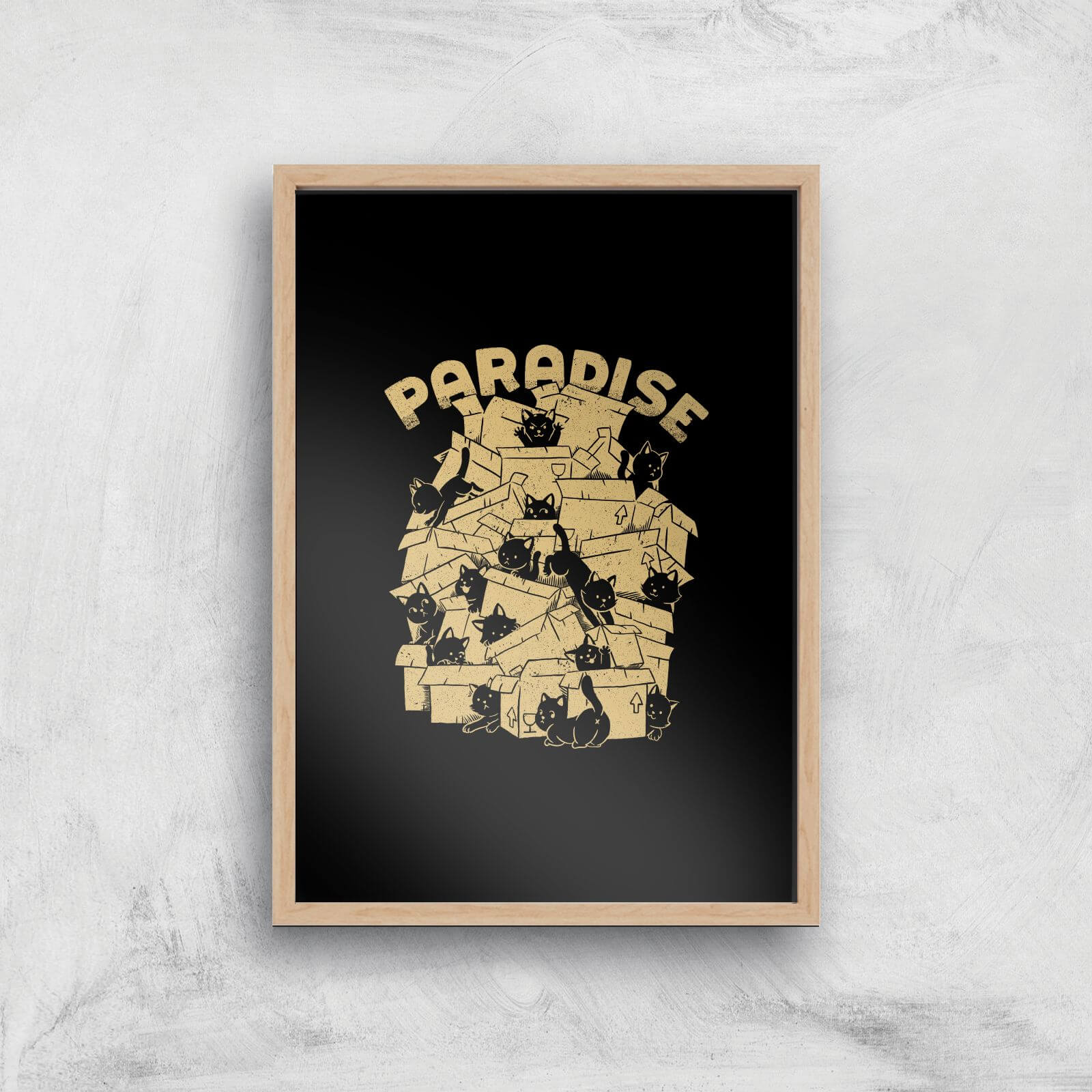 Cat Box Paradise Giclee Art Print - A2 - Wooden Frame