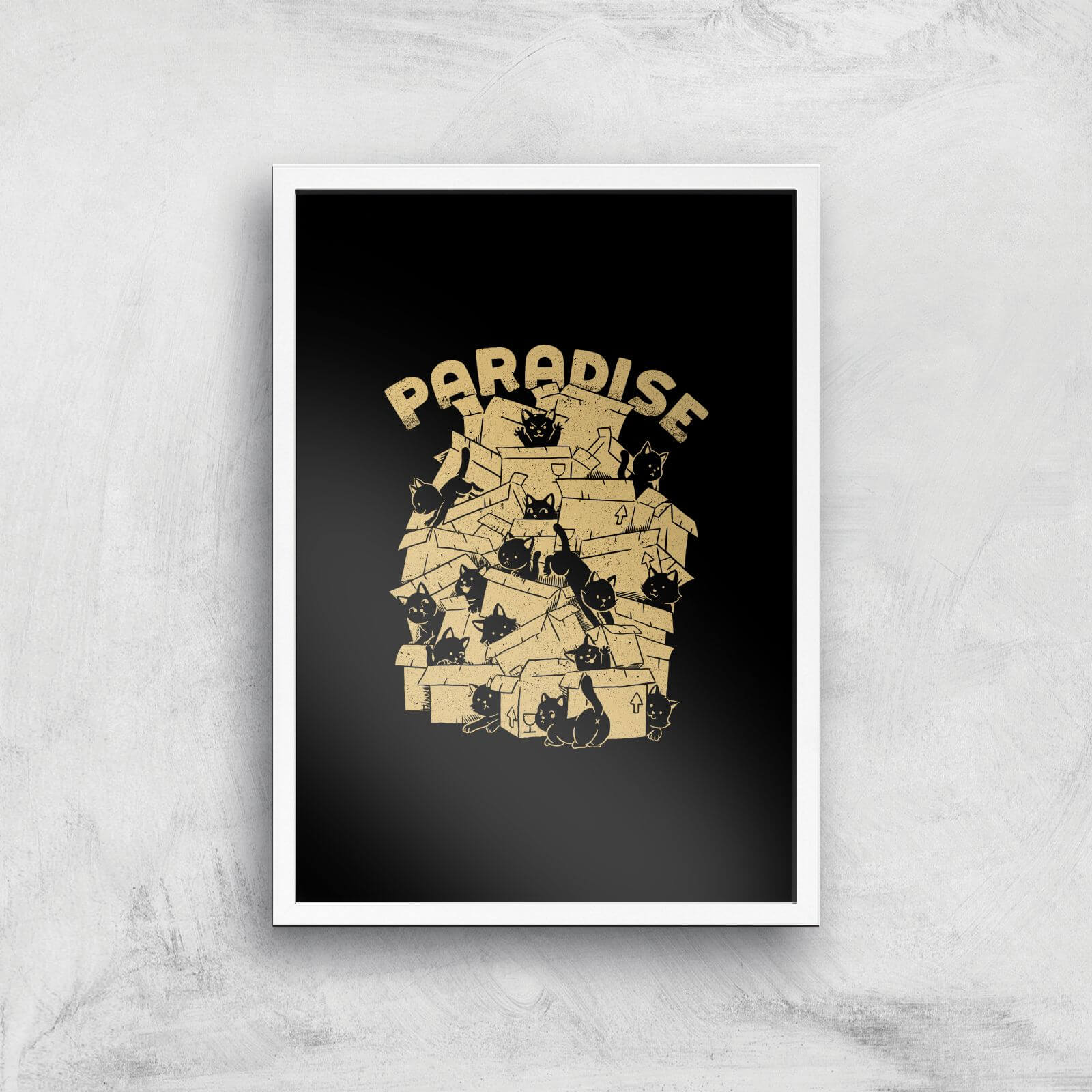 Cat Box Paradise Giclee Art Print - A2 - White Frame