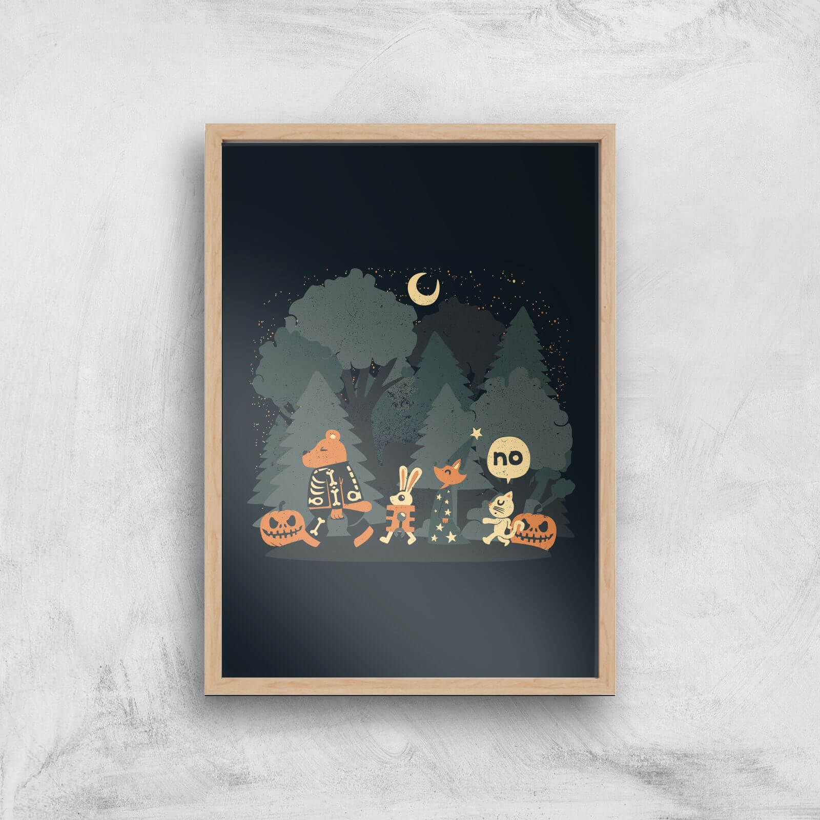 Halloween Forest Giclee Art Print - A4 - Wooden Frame
