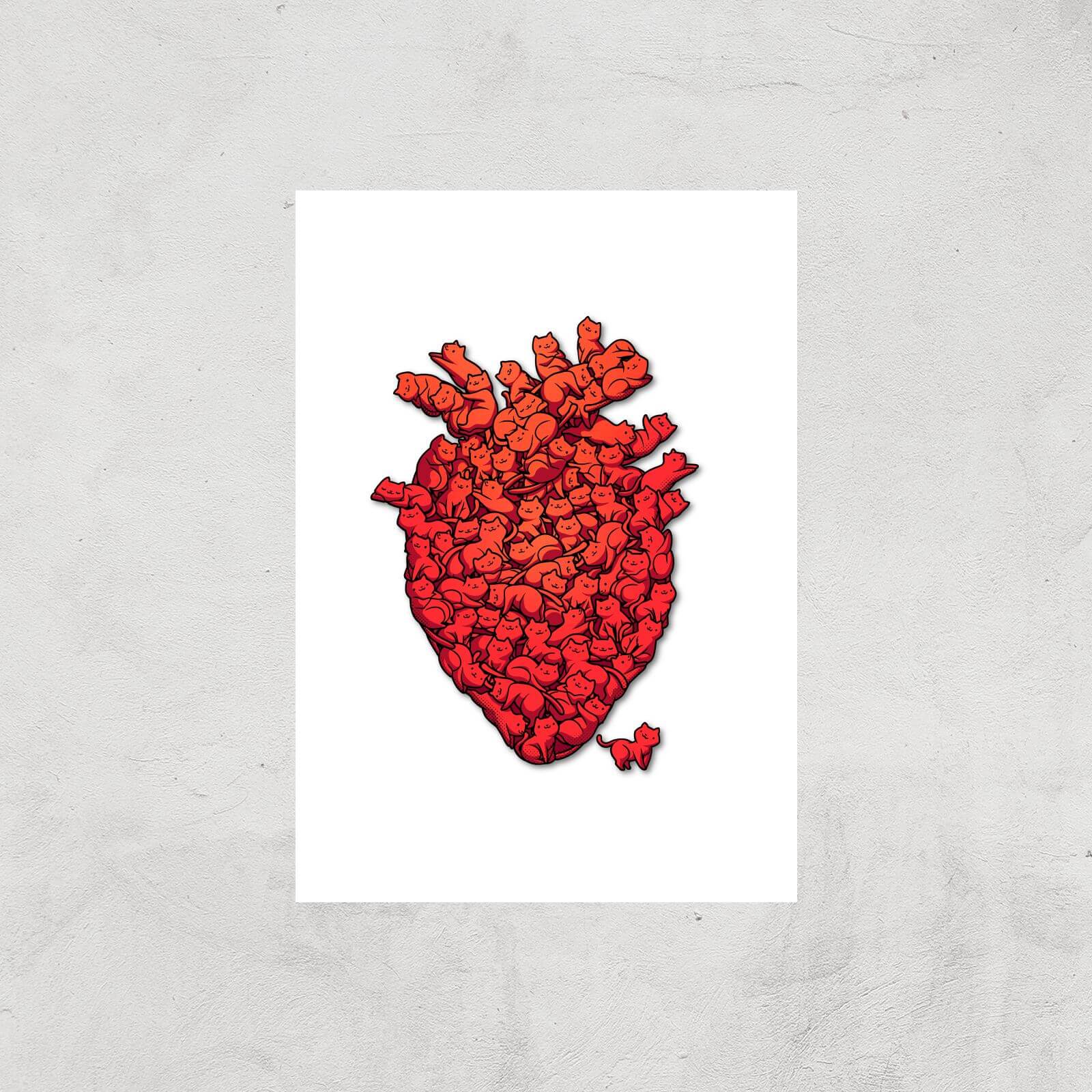 I Love Cat Heart Giclee Art Print - A2 - Print Only