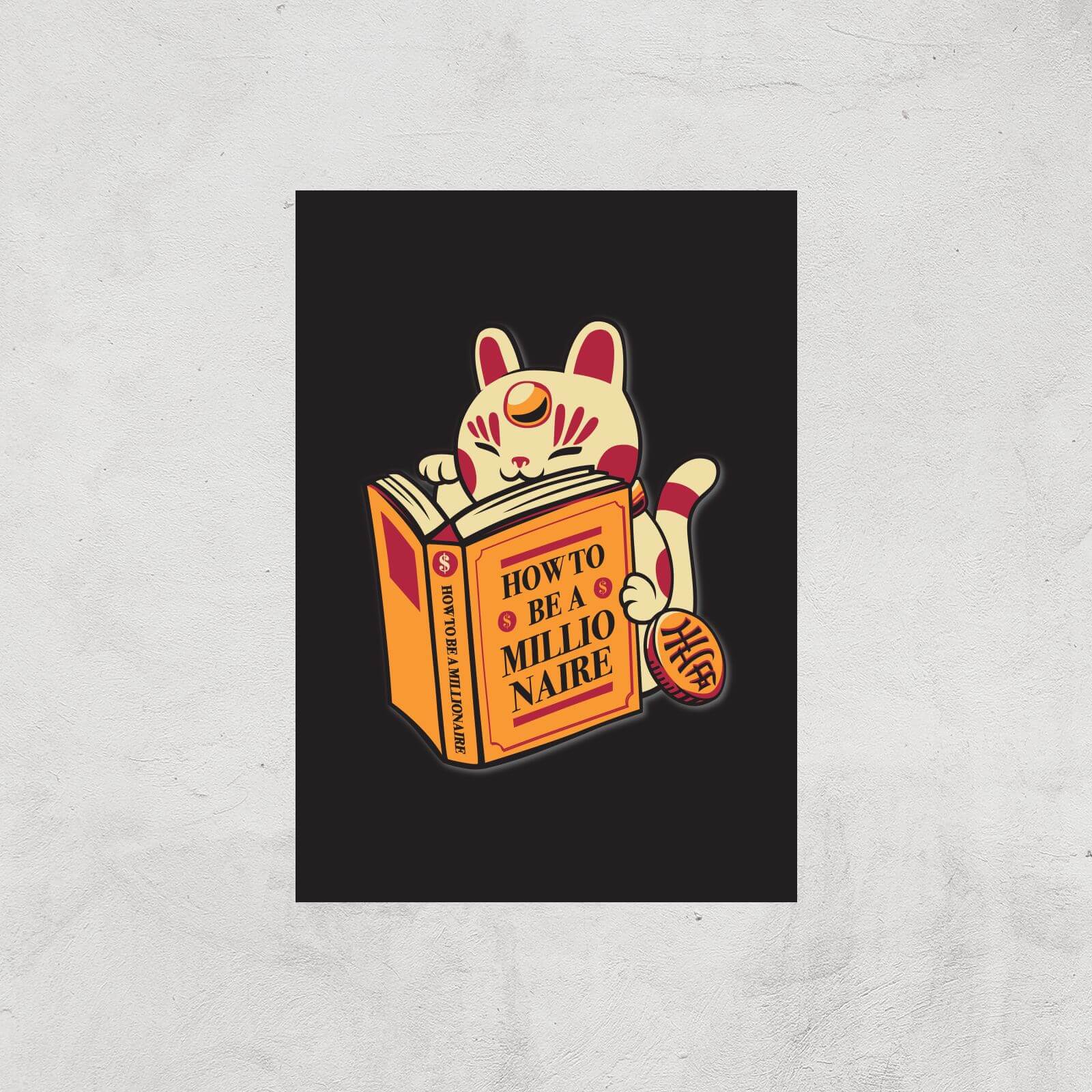 Maneki-Neko How To Be A Millionaire Cat Giclee Art Print - A2 - Print Only