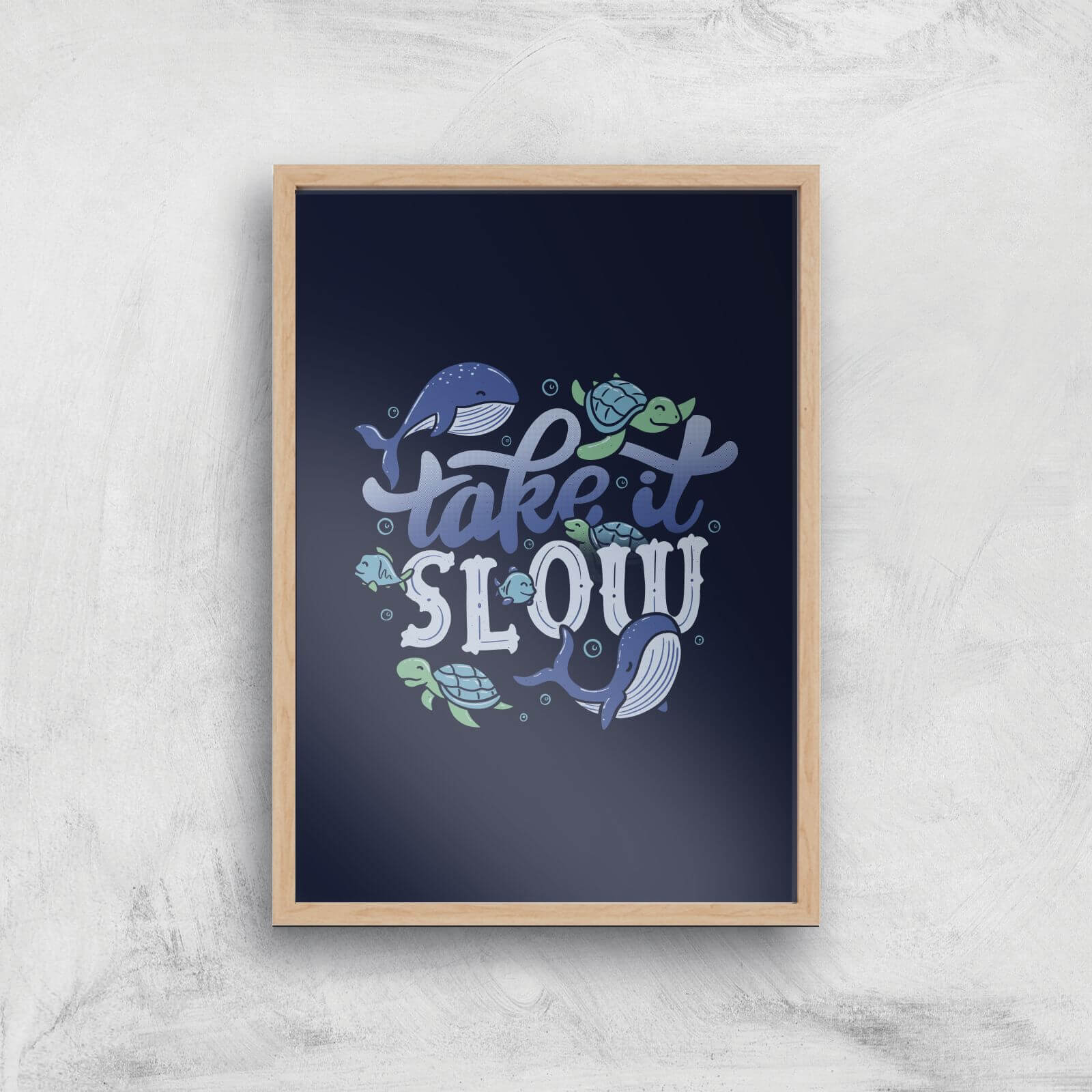 Take It Slow Giclee Art Print - A4 - Wooden Frame