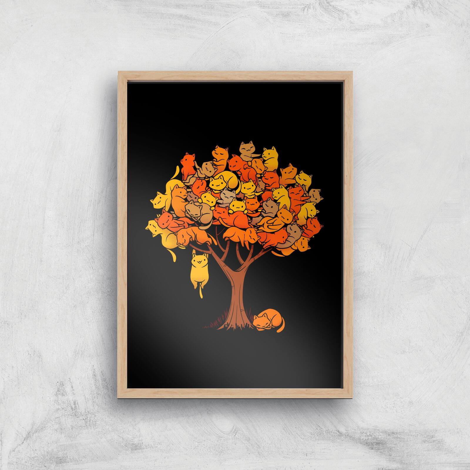 Cat Tree Giclee Art Print - A4 - Wooden Frame