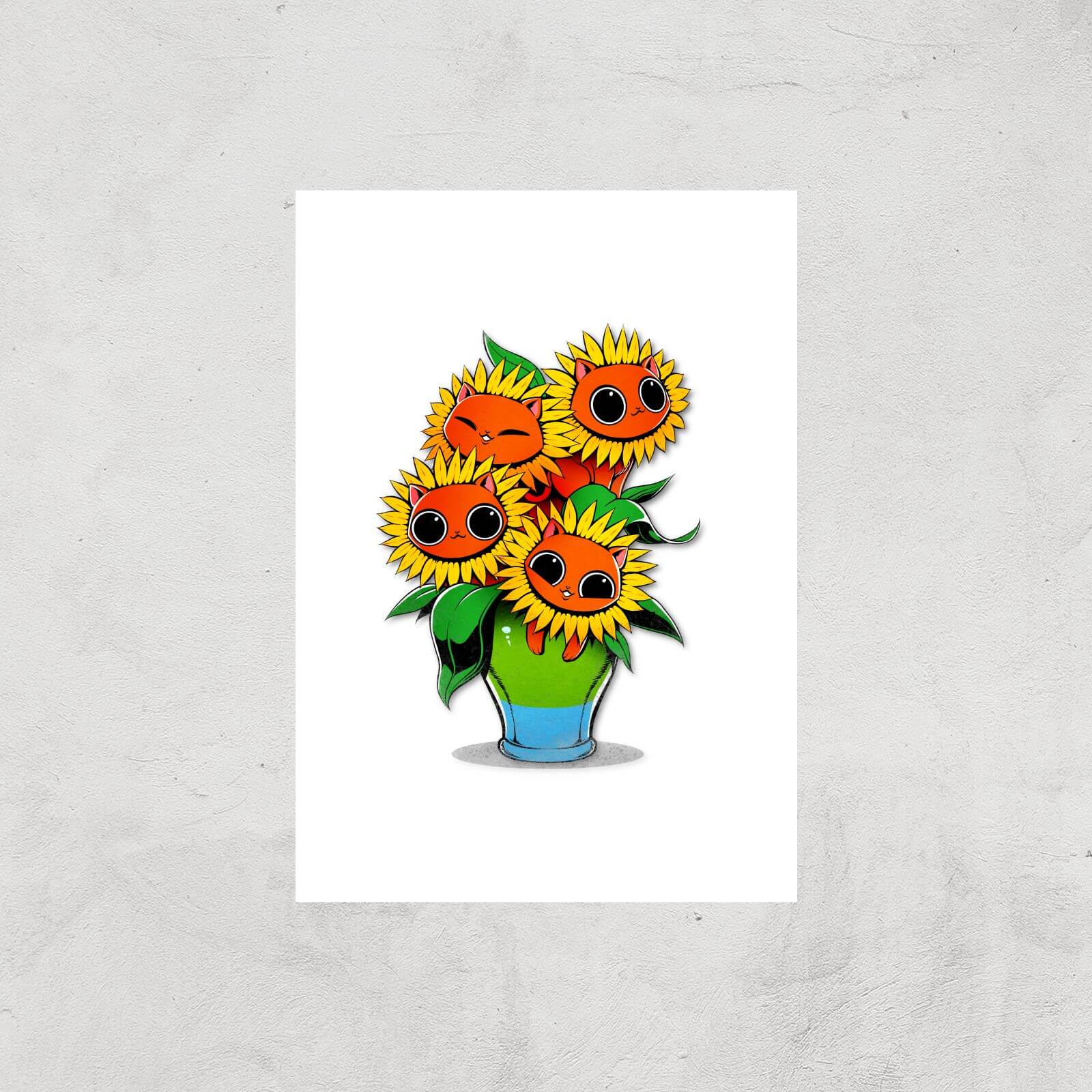 Sunflower Cat Giclee Art Print - A3 - Print Only
