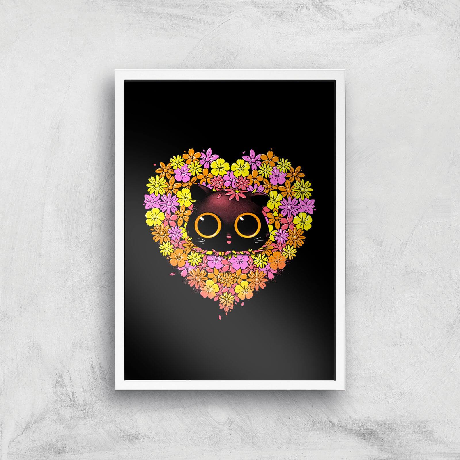 Spring Cat Lover Giclee Art Print - A3 - White Frame