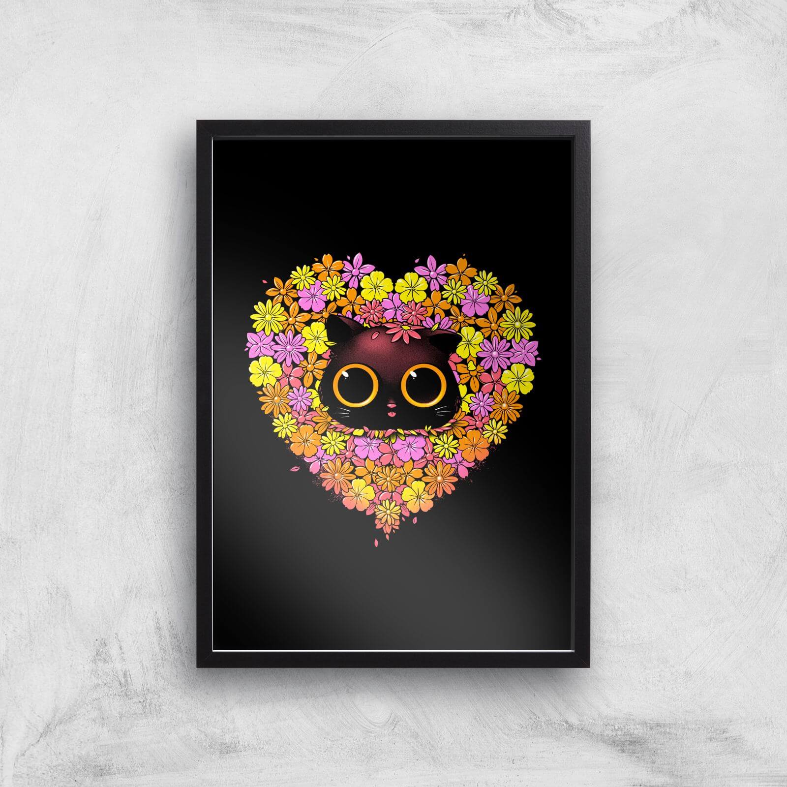 Spring Cat Lover Giclee Art Print - A2 - Black Frame