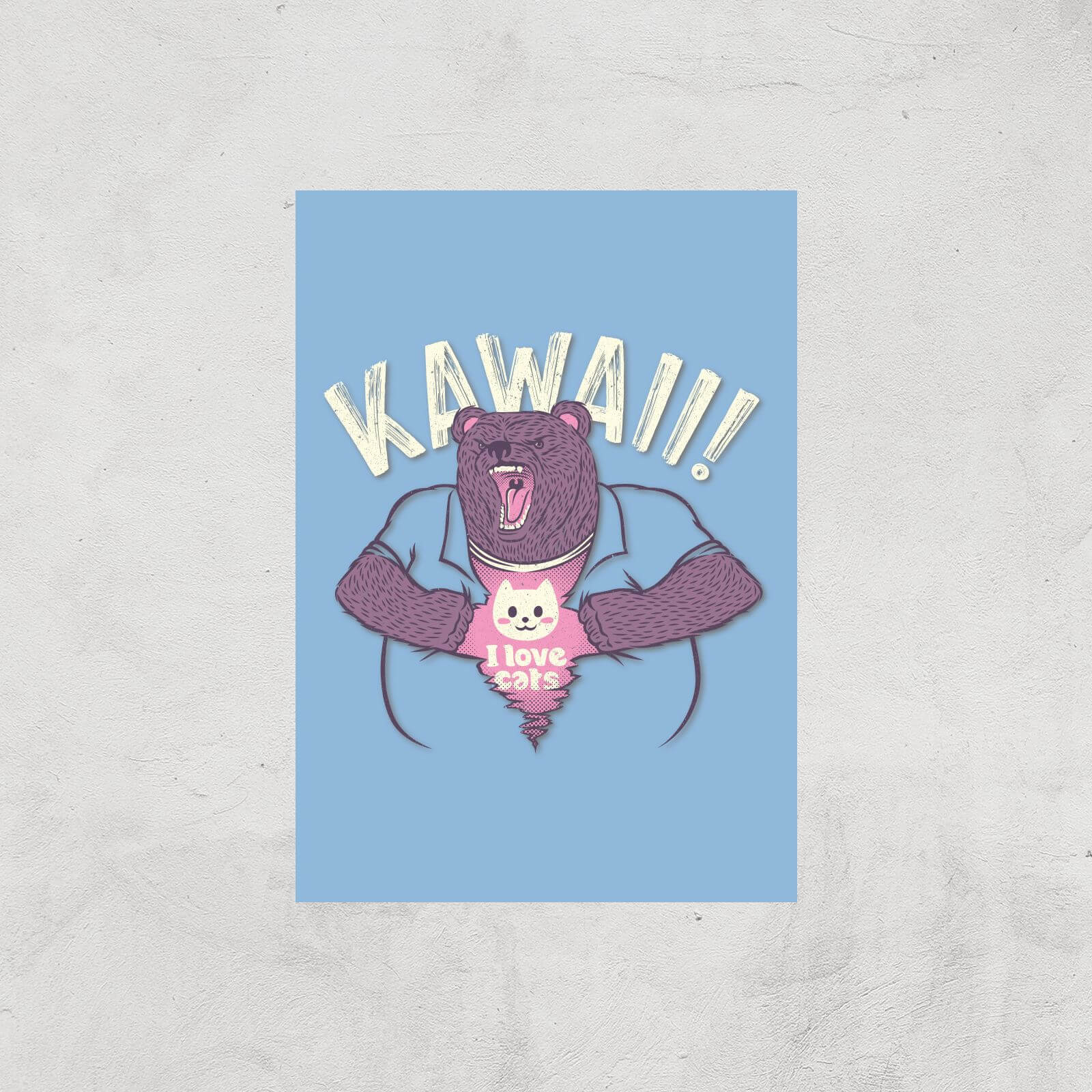 Mad Bear I Love Cats Inside Giclee Art Print - A4 - Print Only
