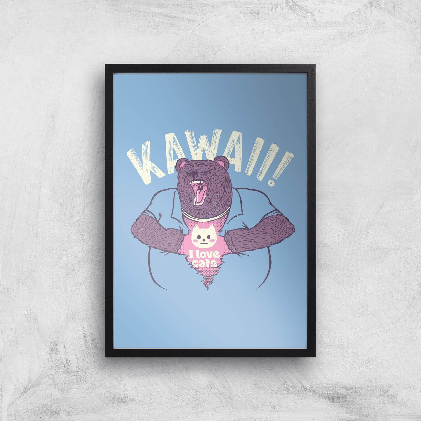 Mad Bear I Love Cats Inside Giclee Art Print - A2 - Black Frame