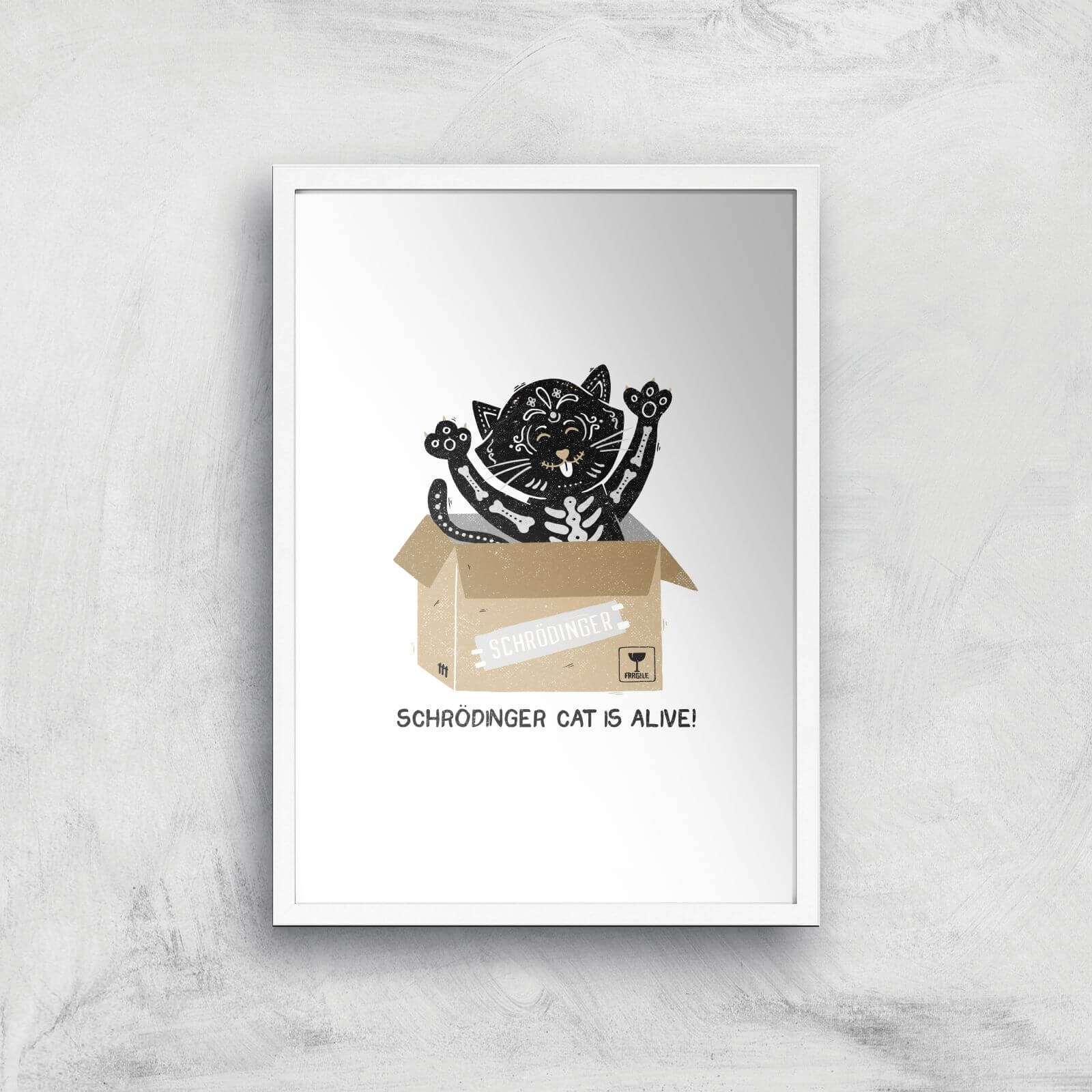 Am I Alive Schro?dinger Cat Giclee Art Print - A2 - White Frame