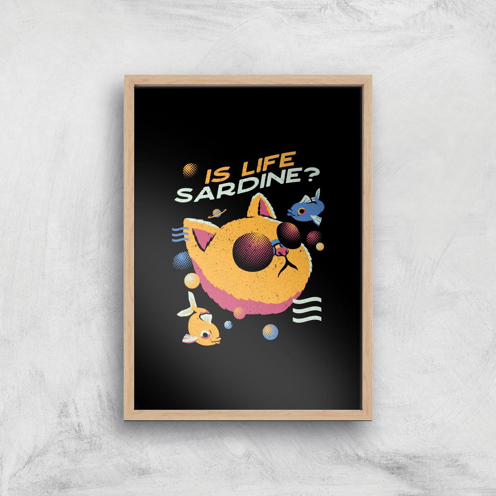 Vaporwave Cat Giclee Art Print - A4 - Wooden Frame