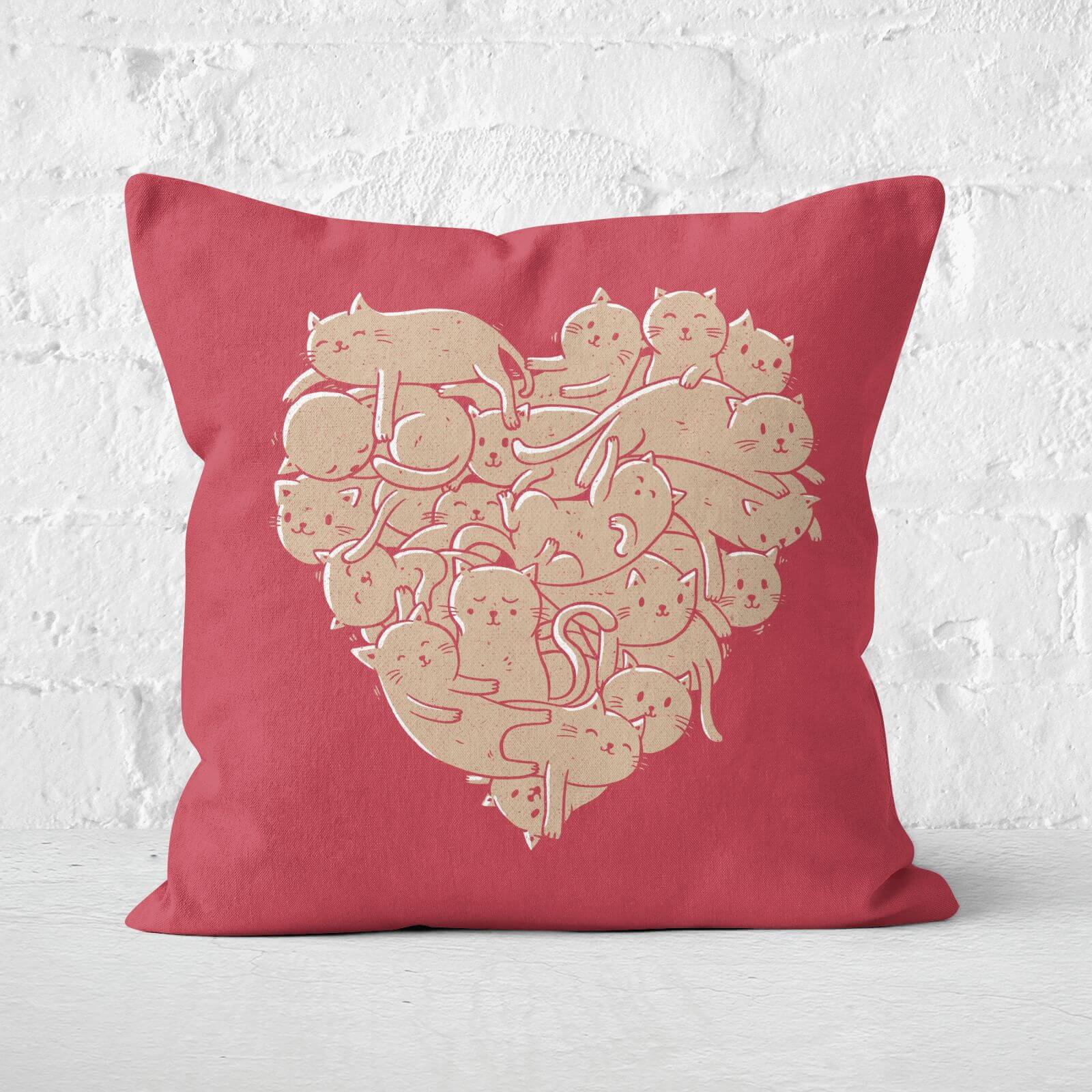 I Love Cats Heart Square Cushion - 40x40cm - Soft Touch