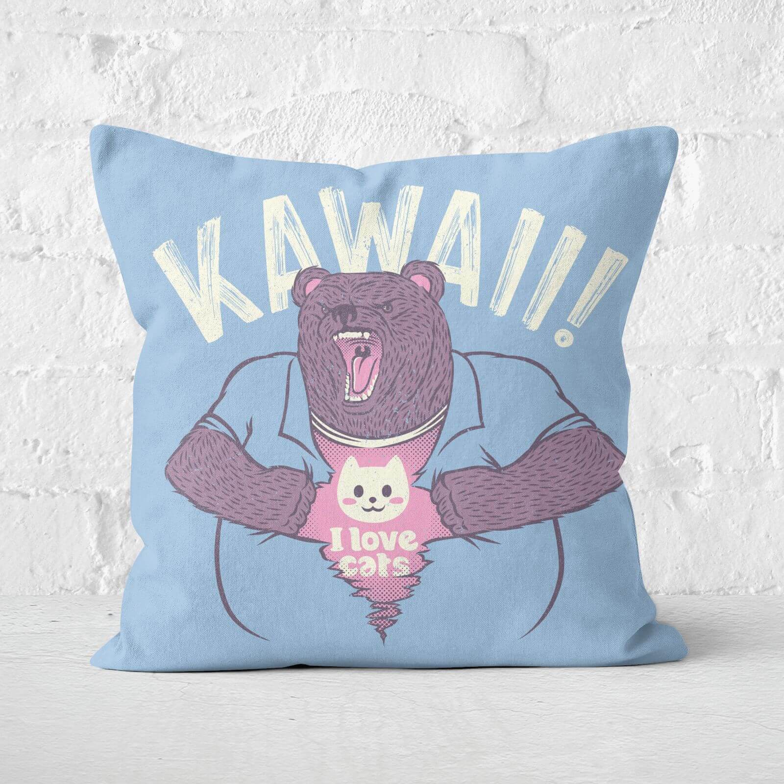 Mad Bear I Love Cats Inside Square Cushion - 40x40cm - Soft Touch