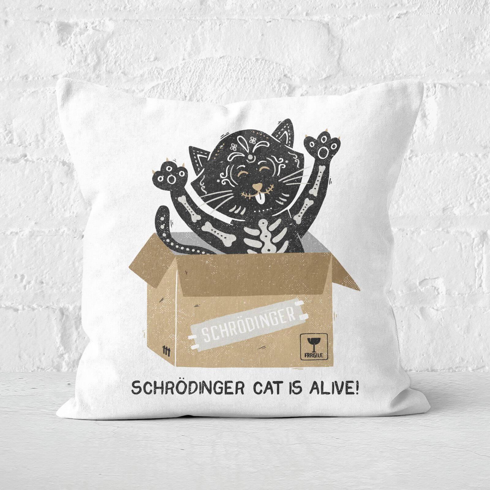 Am I Alive Schro?dinger Cat Square Cushion - 40x40cm - Soft Touch