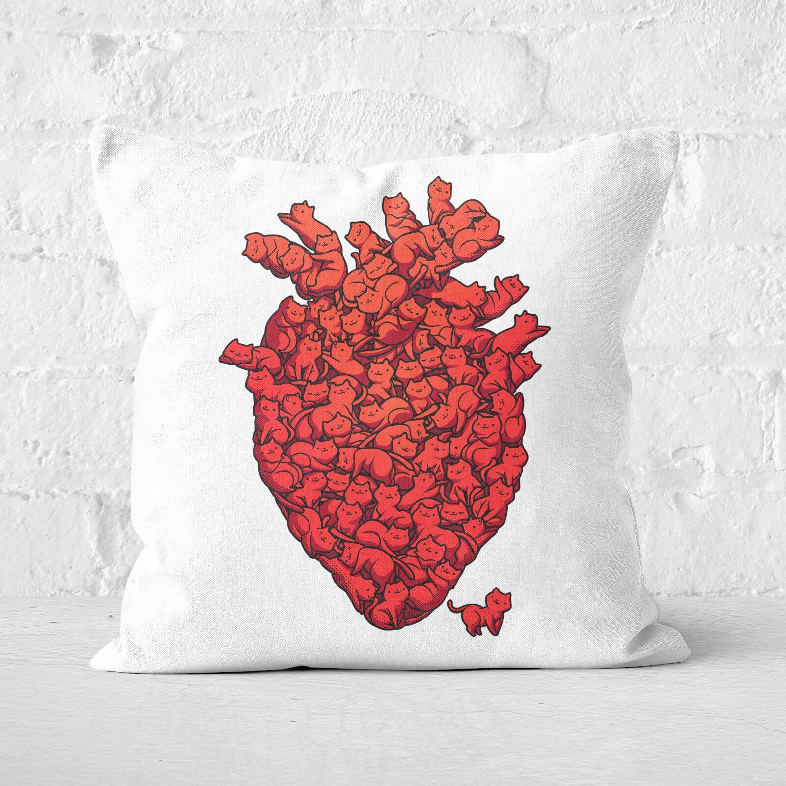 I Love Cat Heart Square Cushion - 40x40cm - Soft Touch