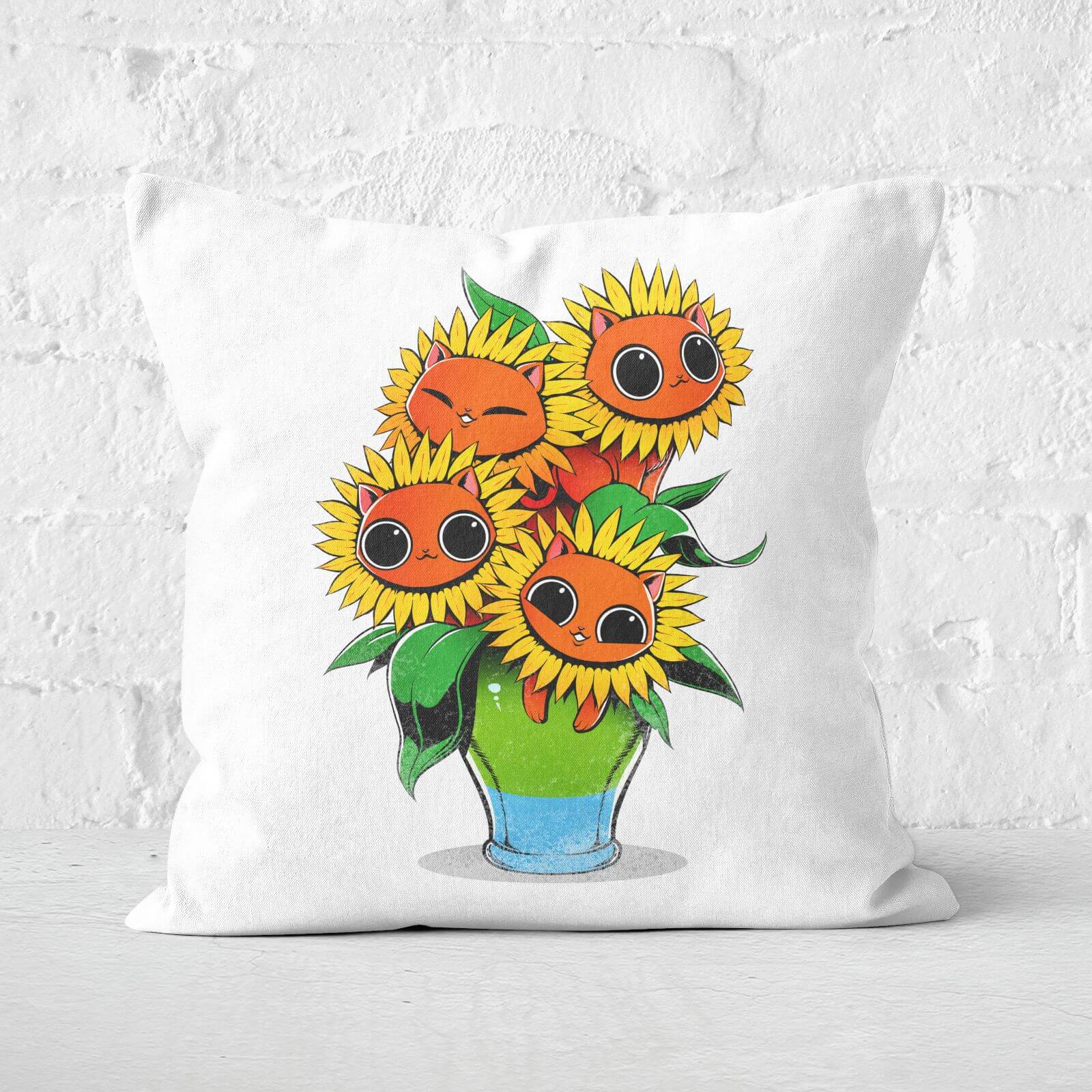 Sunflower Cat Square Cushion - 50x50cm - Soft Touch