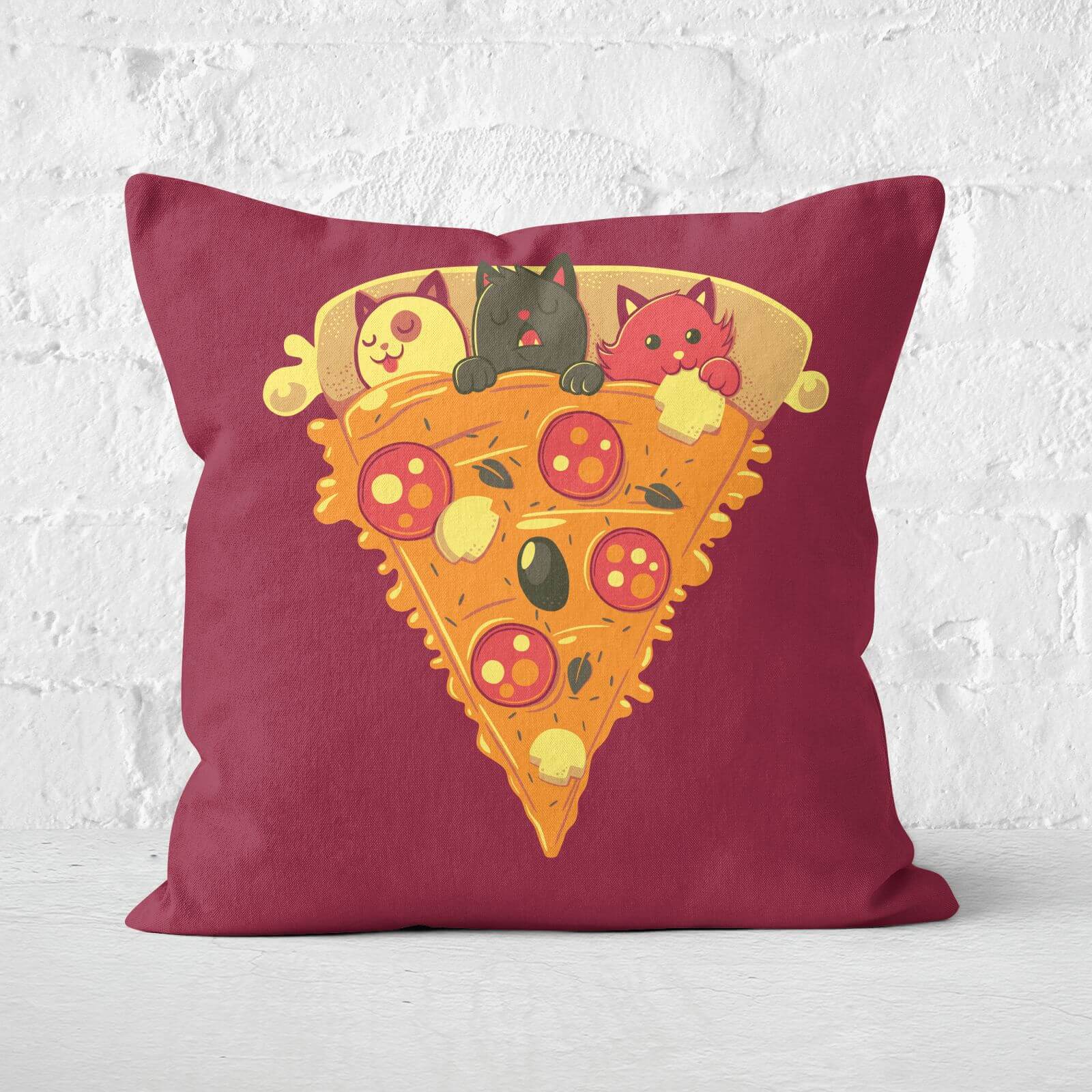 Pizza Cat Square Cushion - 40x40cm - Soft Touch