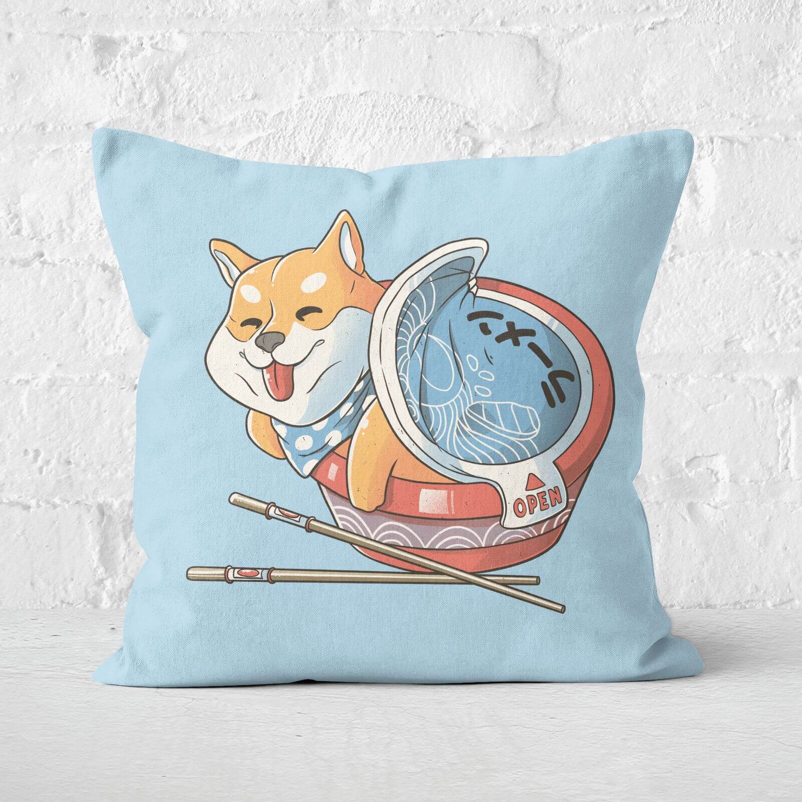 Shiba Dog Ramen Japanese Manga Square Cushion - 40x40cm - Soft Touch