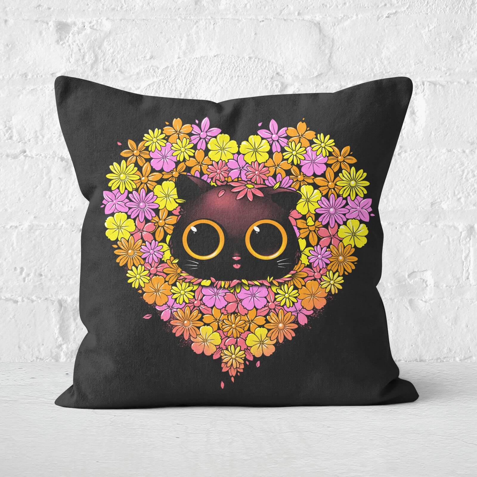 Spring Cat Lover Square Cushion - 40x40cm - Soft Touch